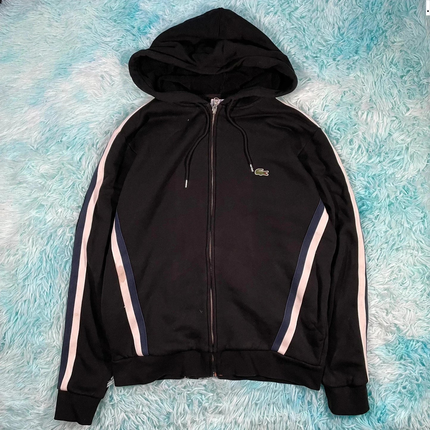Black Lacoste Full Zip Hoodie - Medium