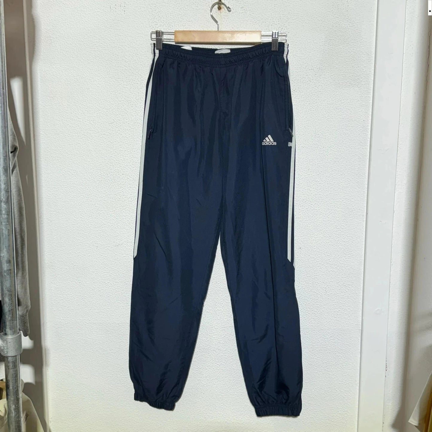 Vintage 00s Navy Adidas Tracksuit Bottoms - Small