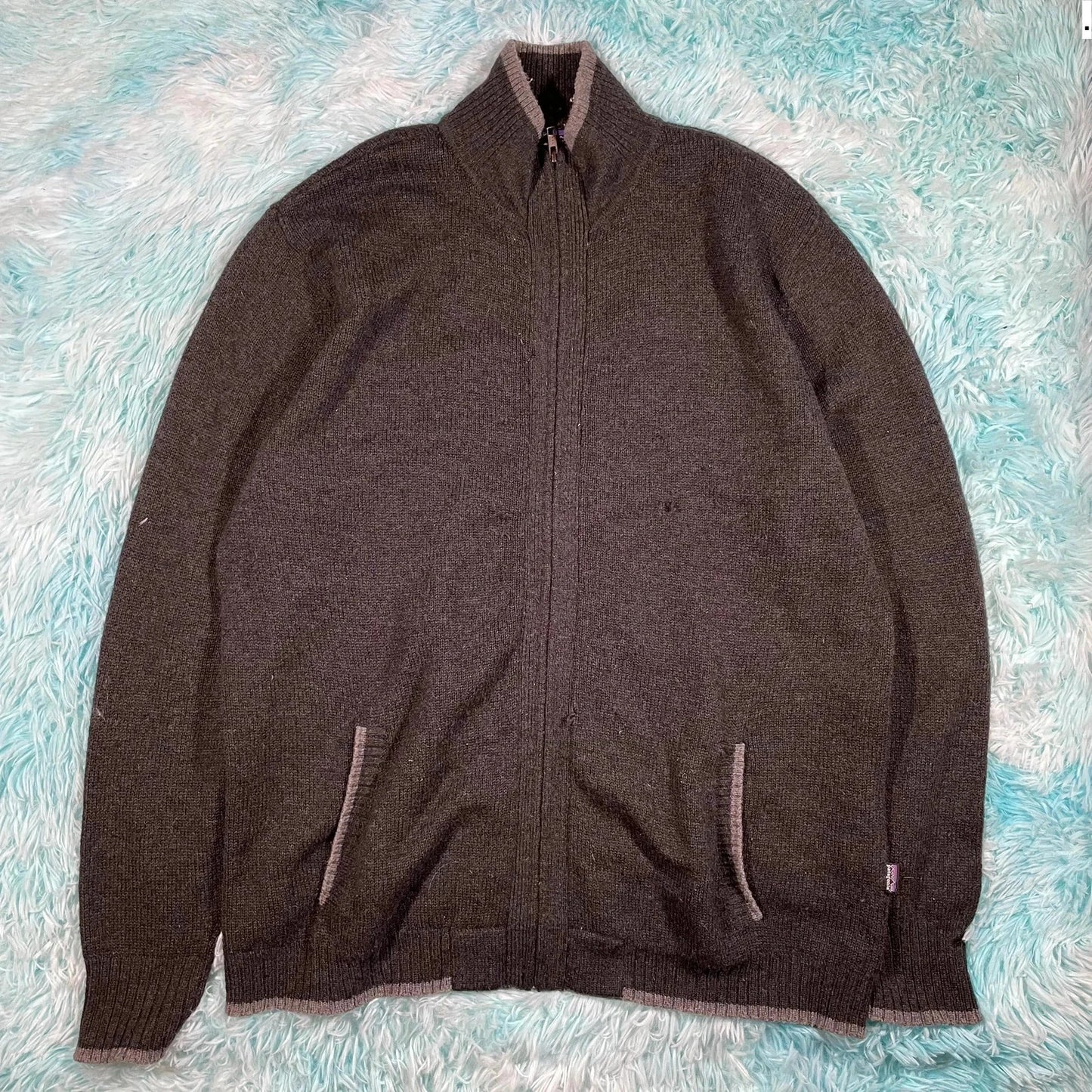Dark Grey Patagonia Knitted Jumper Full Zip - XL