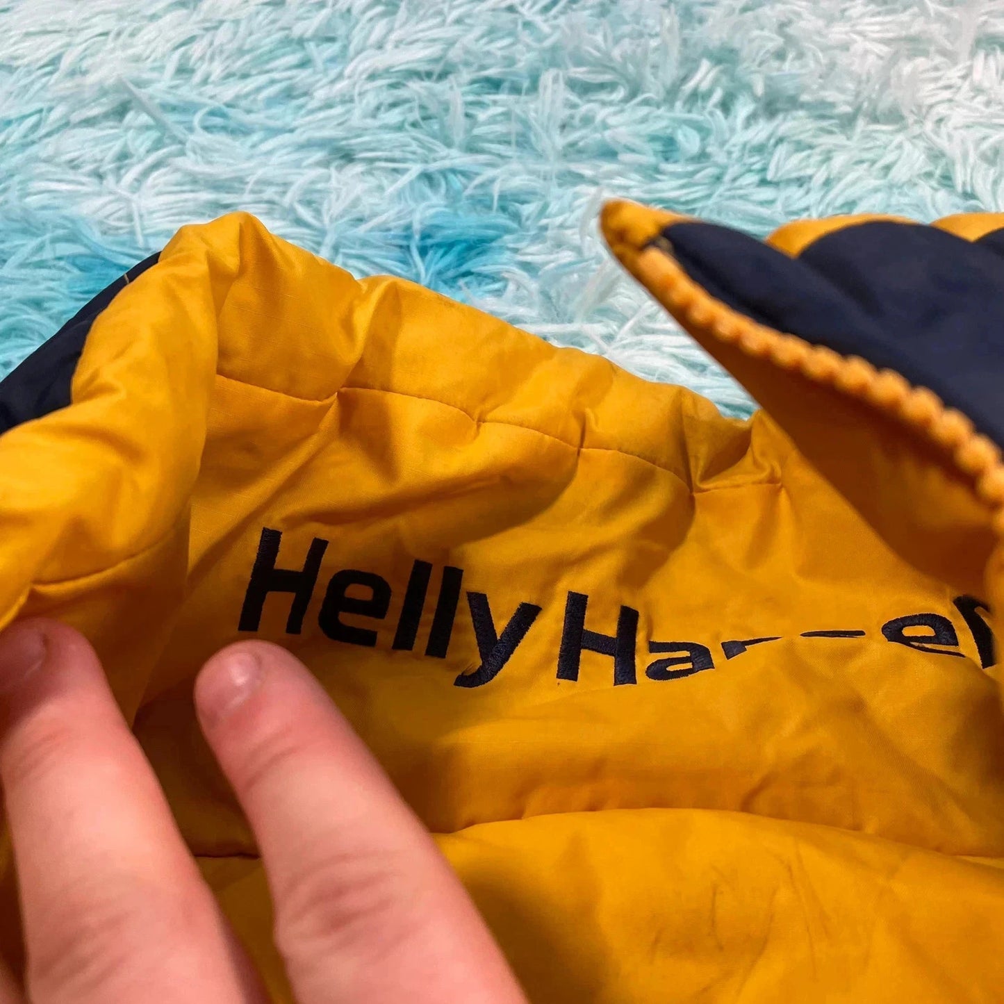Vintage 90s Yellow & Navy Reversible Helly Hansen Puffer Jacket - Large