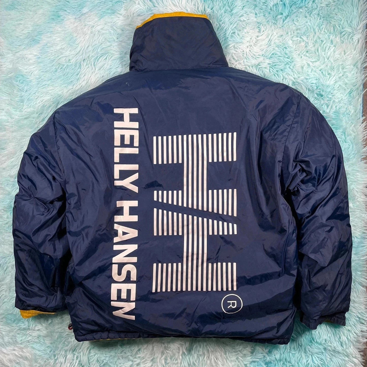 Vintage 90s Yellow & Navy Reversible Helly Hansen Puffer Jacket - Large