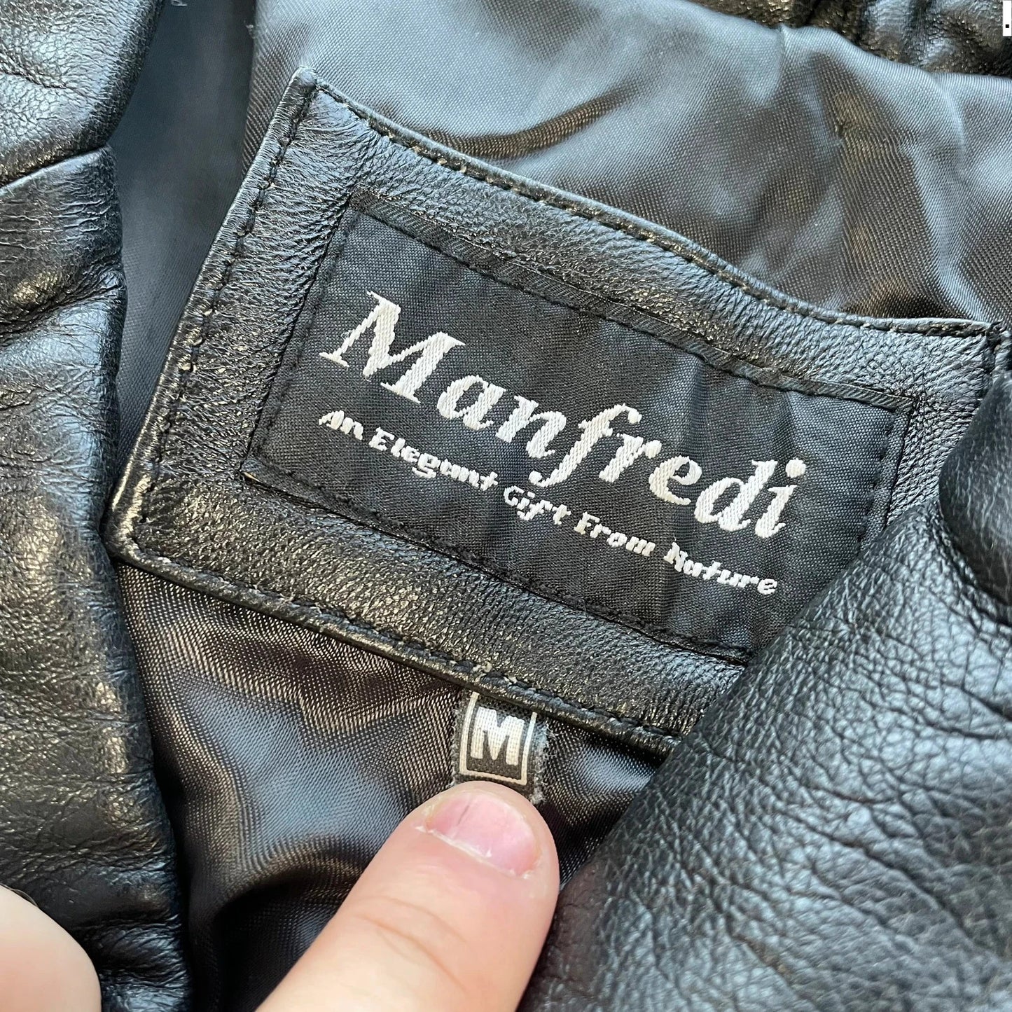 Vintage 90s Black Leather Duster Trench Coat - Medium