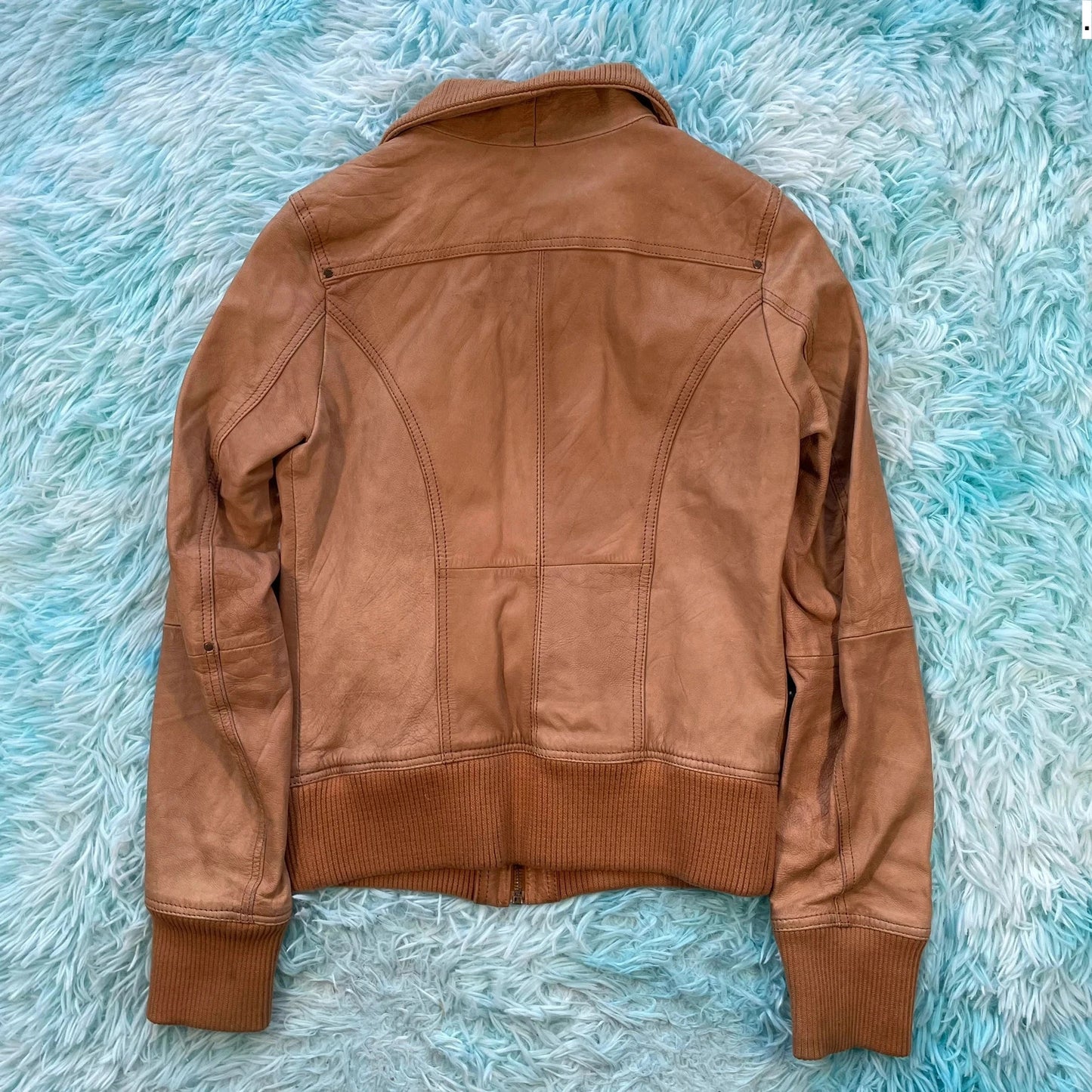 Vintage Brown Fitted Leather Jacket - Small