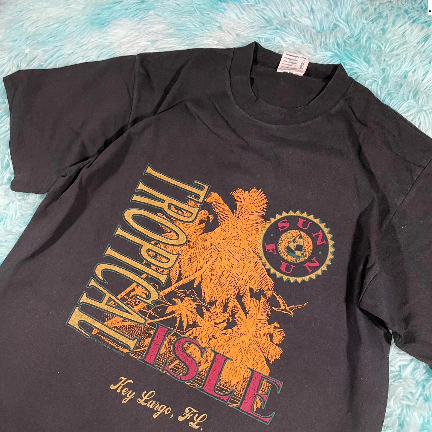 Vintage 90s Black Key Largo Florida Graphic T Shirt - Large