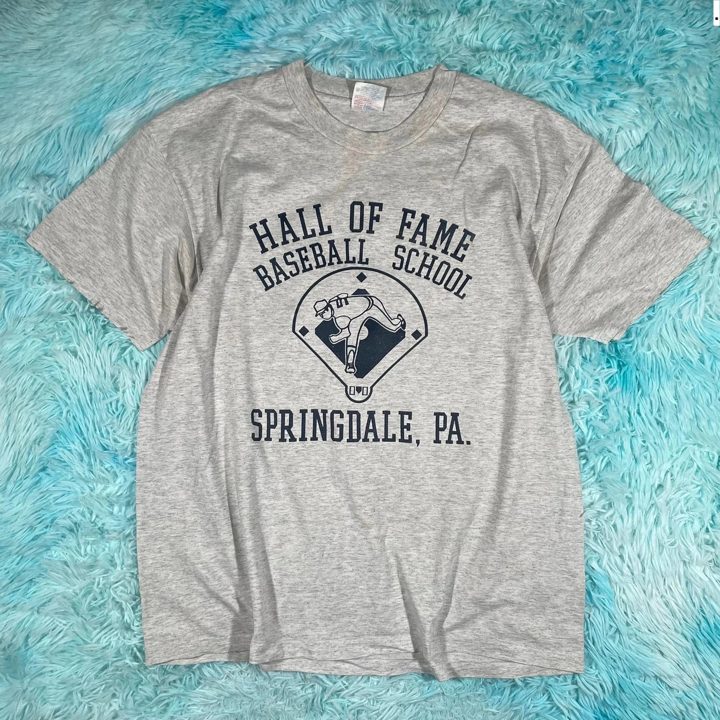 Vintage 90s Grey Baseball Hall of Fame Graphic T Shirt - XL