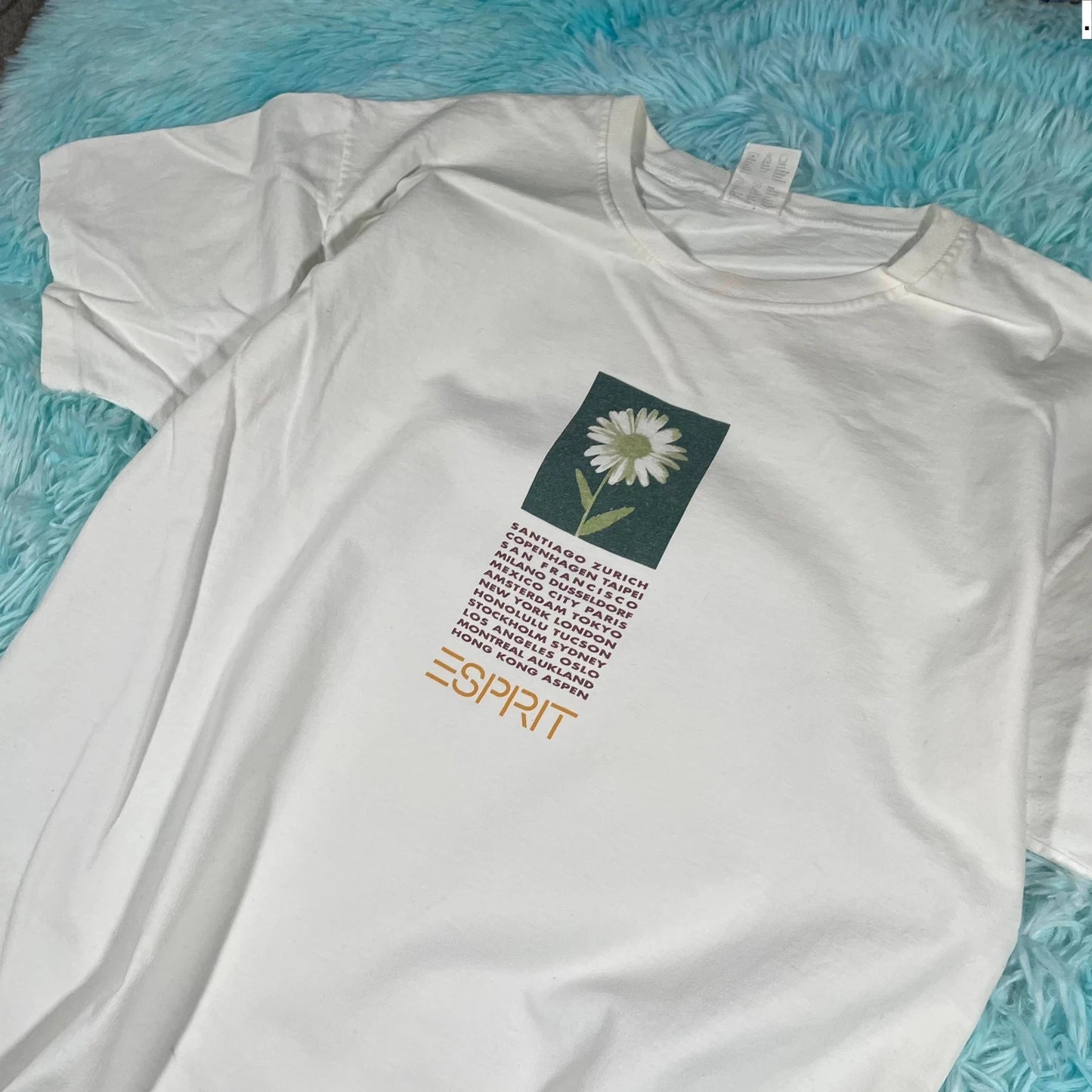 Vintage White Esprit Graphic T Shirt - Large