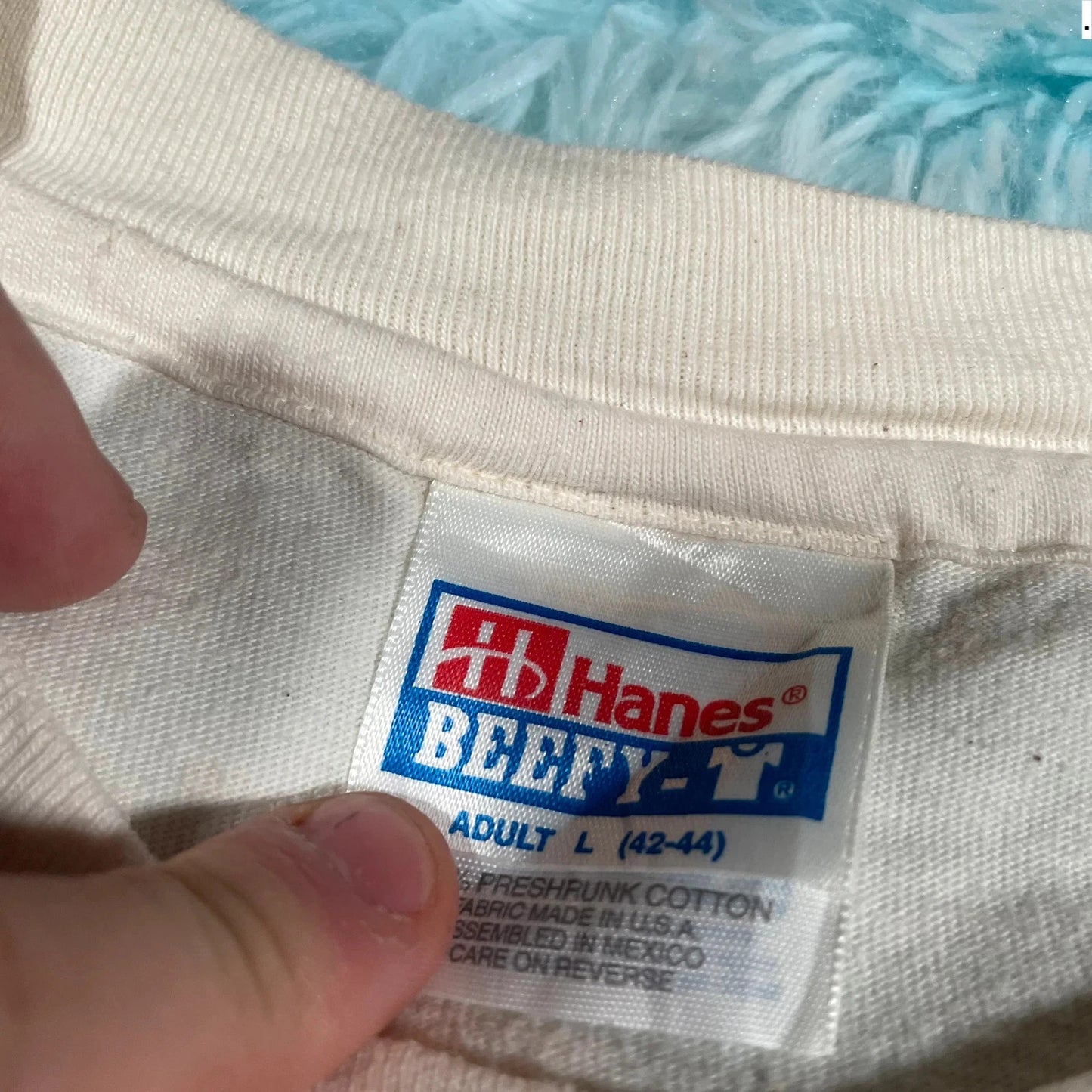 Vintage 90s White Comedy Faces Graphic T Shirt - Large