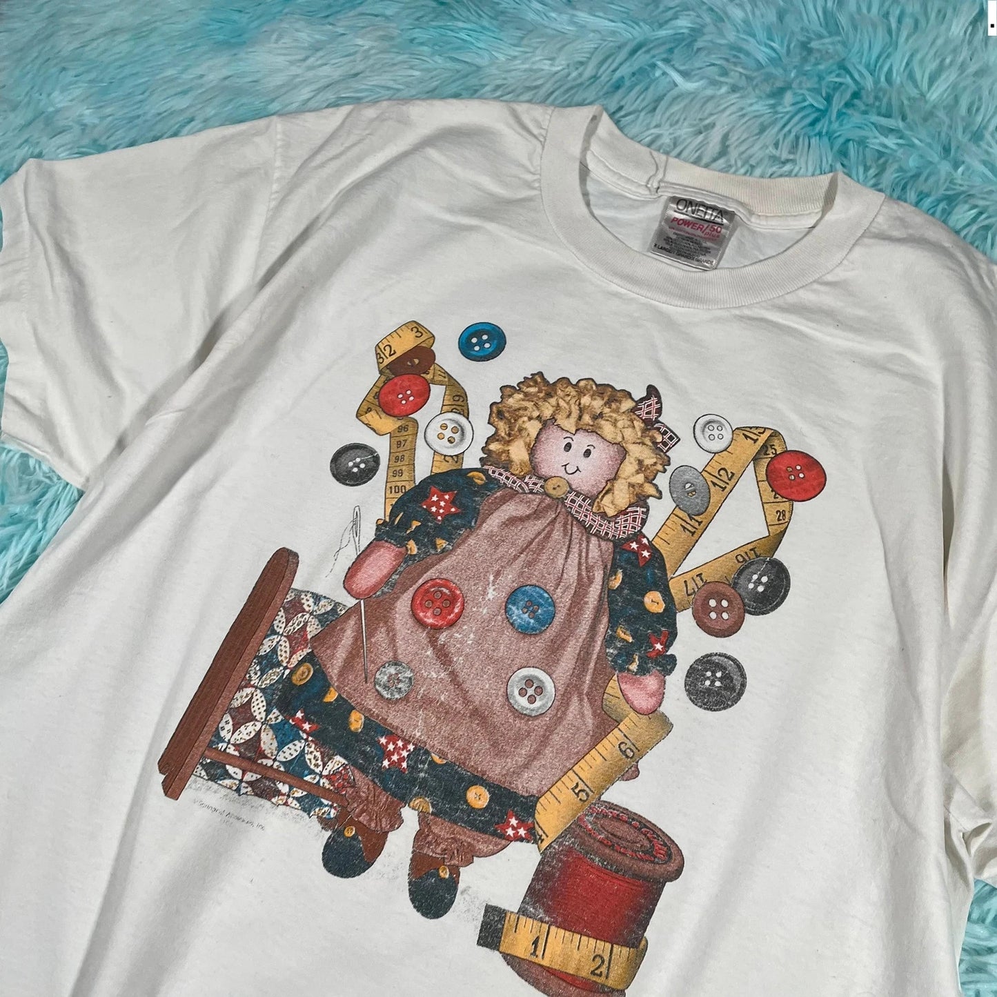 Vintage 90s White Ragdoll Graphic T Shirt - XL