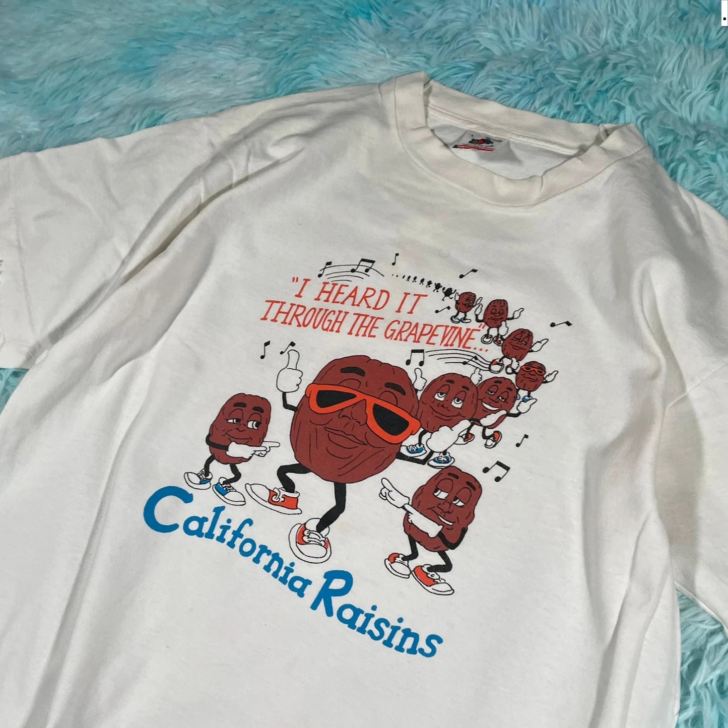 Vintage 90s White California Raisins Band T Shirt - Large