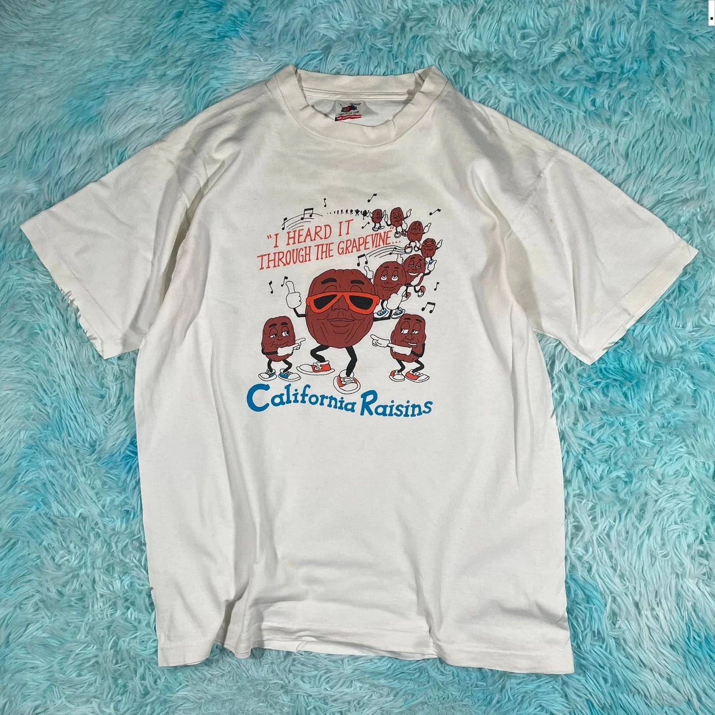 Vintage 90s White California Raisins Band T Shirt - Large