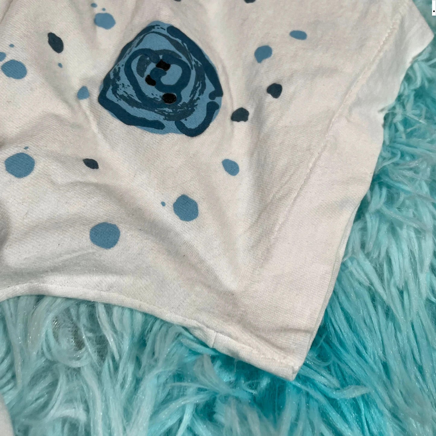 Vintage 80s White Floral Graphic T Shirt - Large