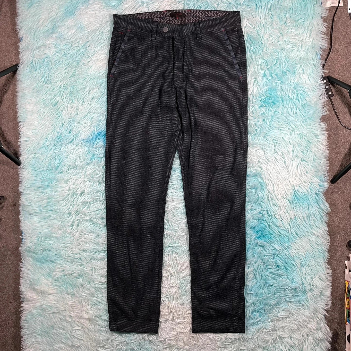 Navy Patterned Ted Baker Golf Chinos Trousers - 32W