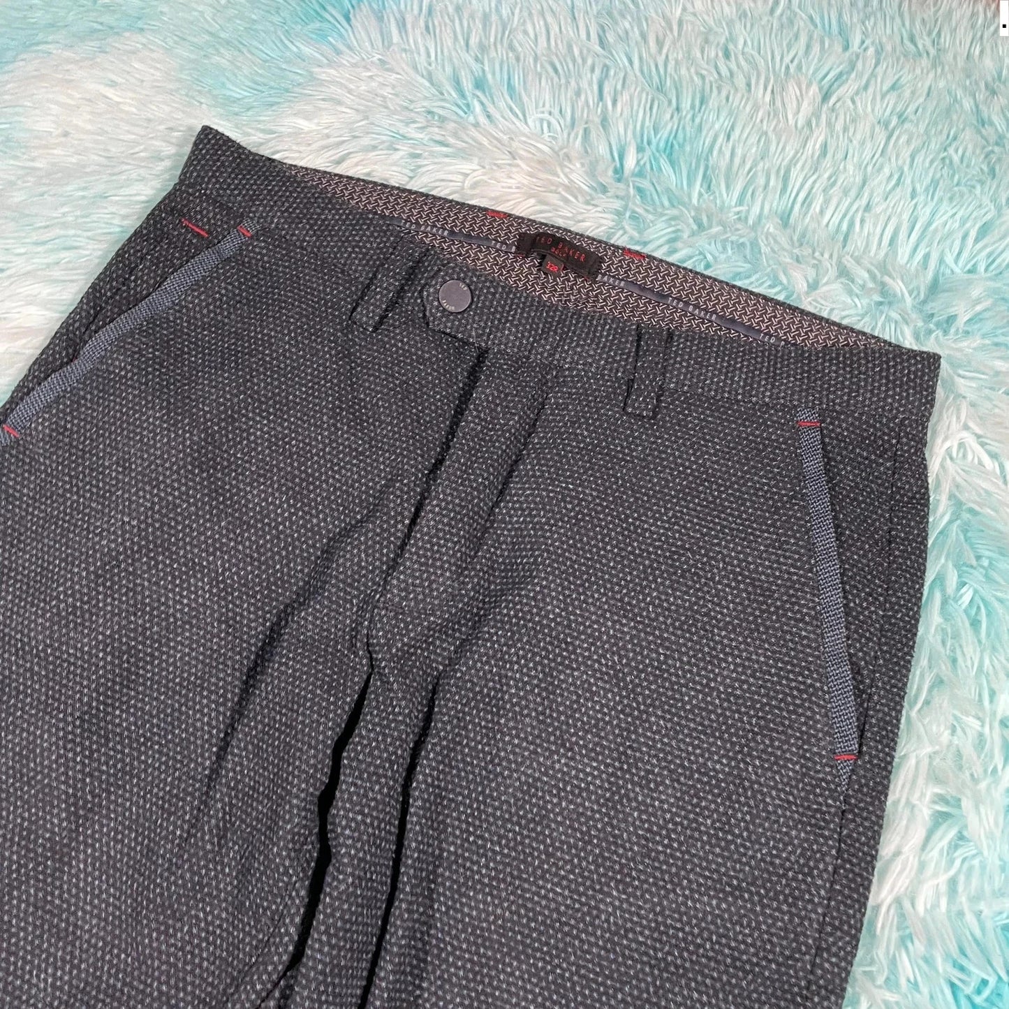 Navy Patterned Ted Baker Golf Chinos Trousers - 32W