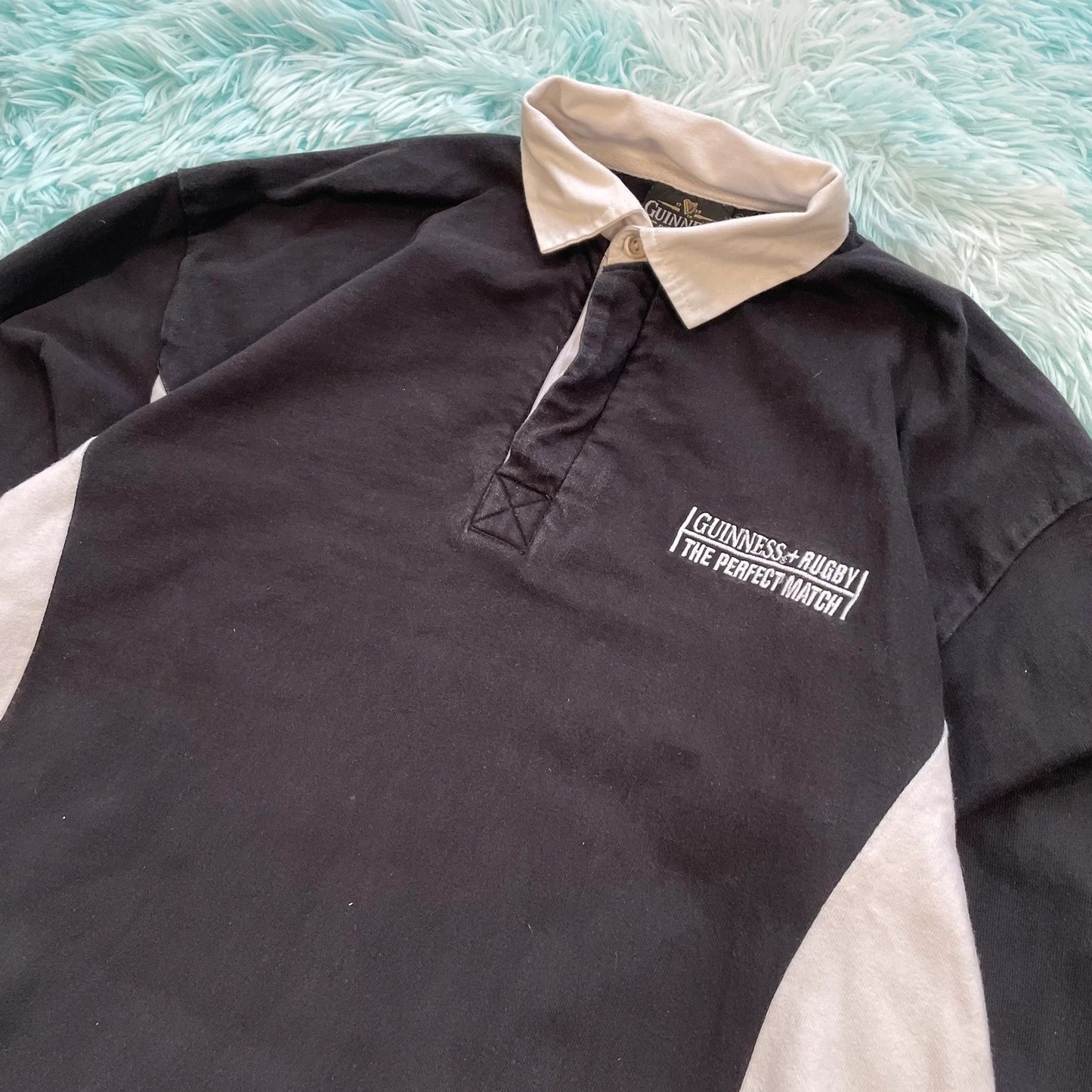 Vintage 90s Black Guinness Rugby Shirt - XL