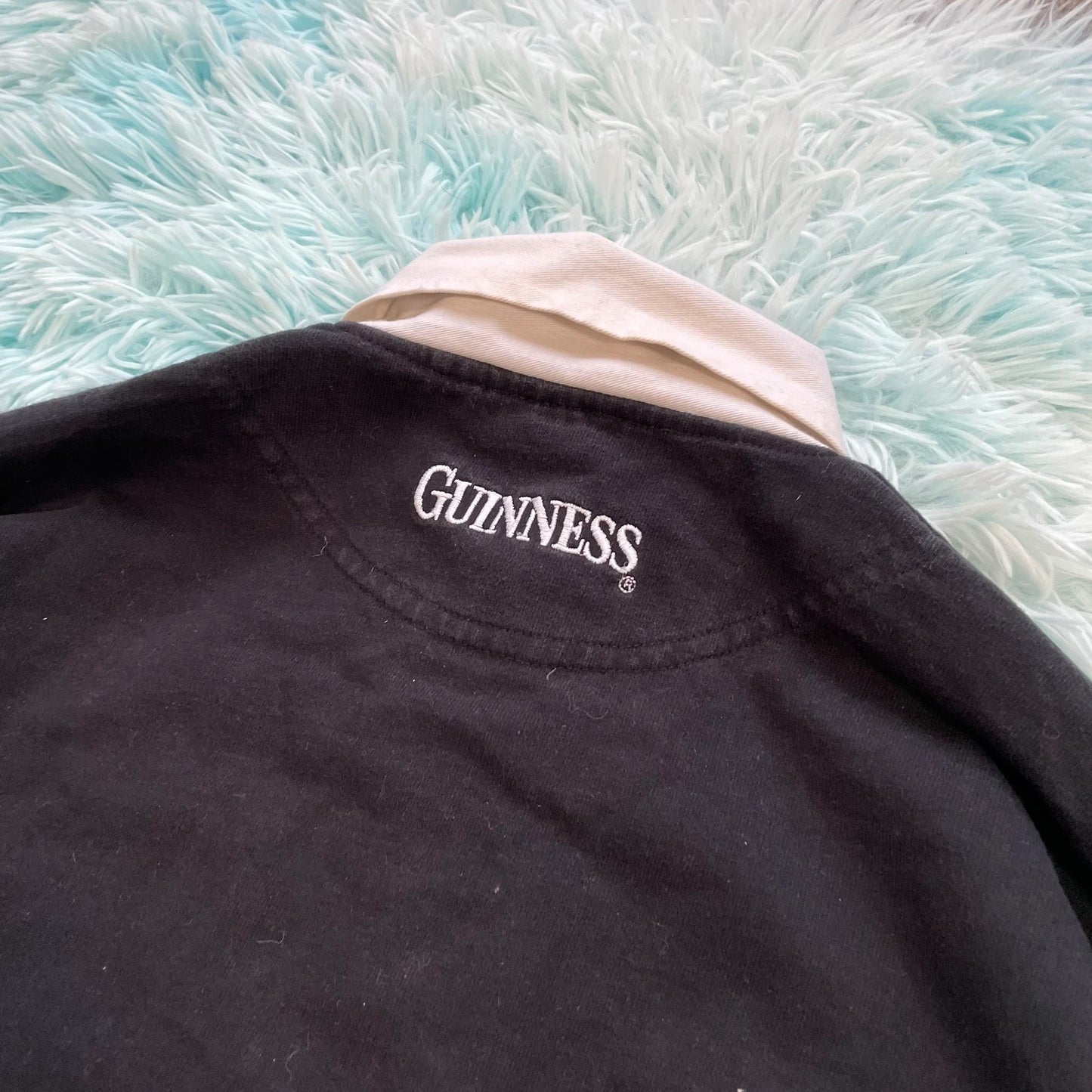 Vintage 90s Black Guinness Rugby Shirt - XL