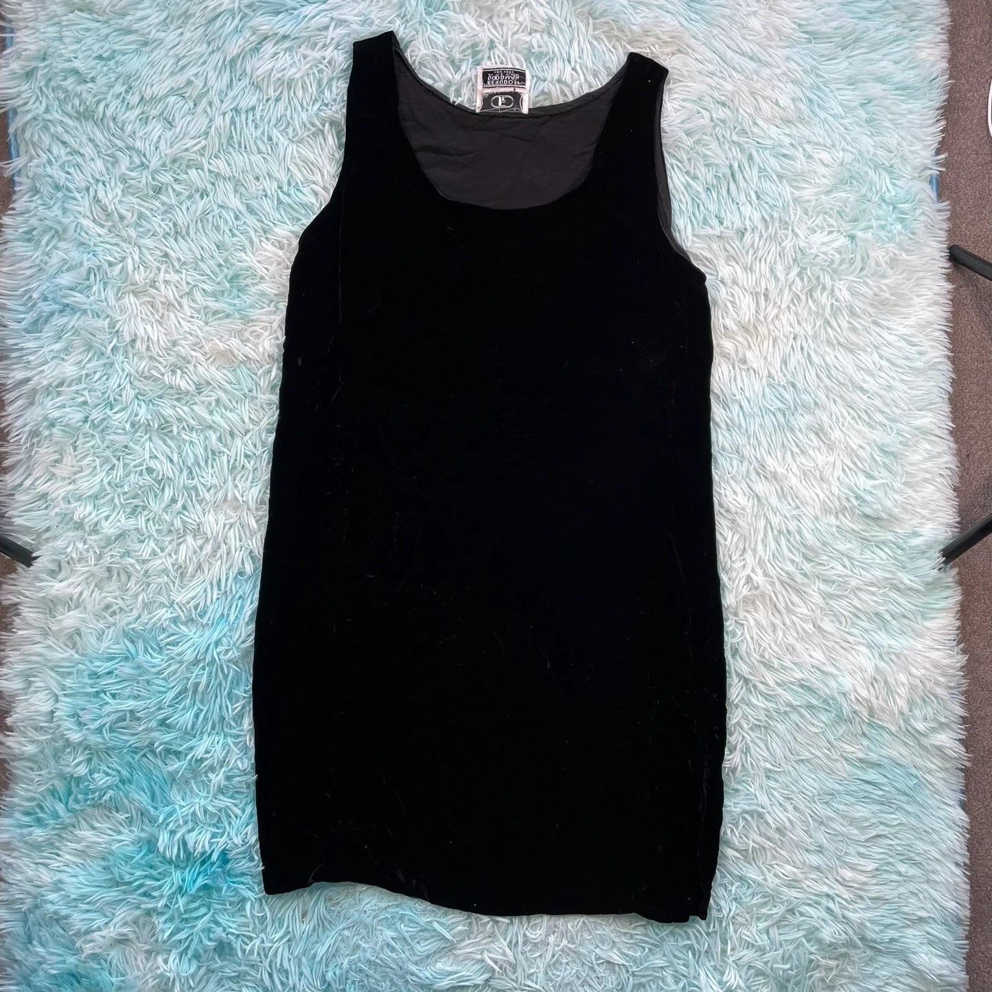 Vintage 90s Black Flora Kung Crushed Velvet Dress - Size 10