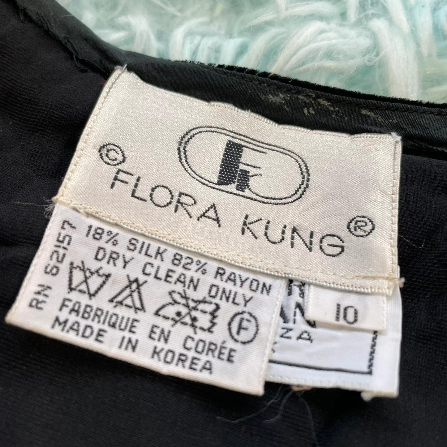 Vintage 90s Black Flora Kung Crushed Velvet Dress - Size 10