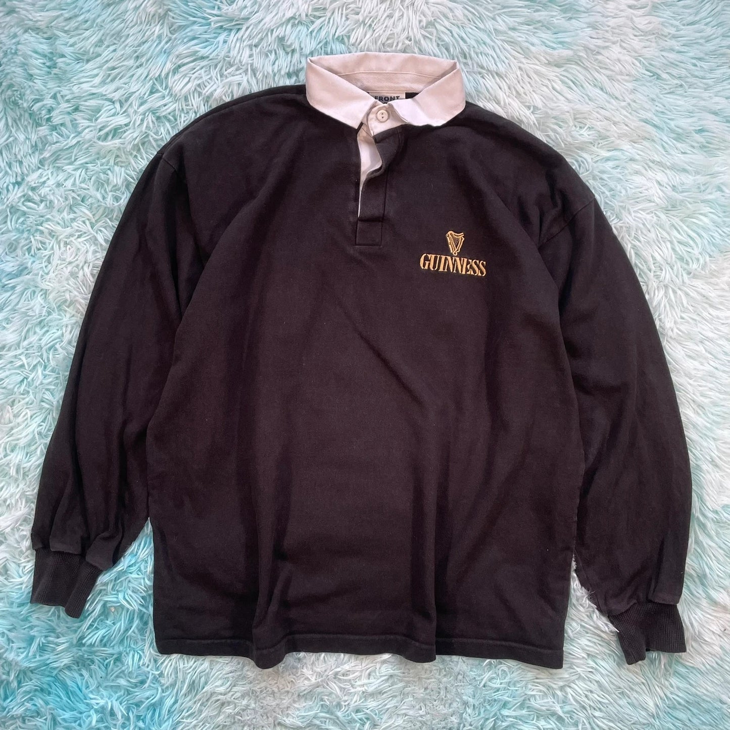 Vintage 90s Black Guinness Rugby Shirt - XL