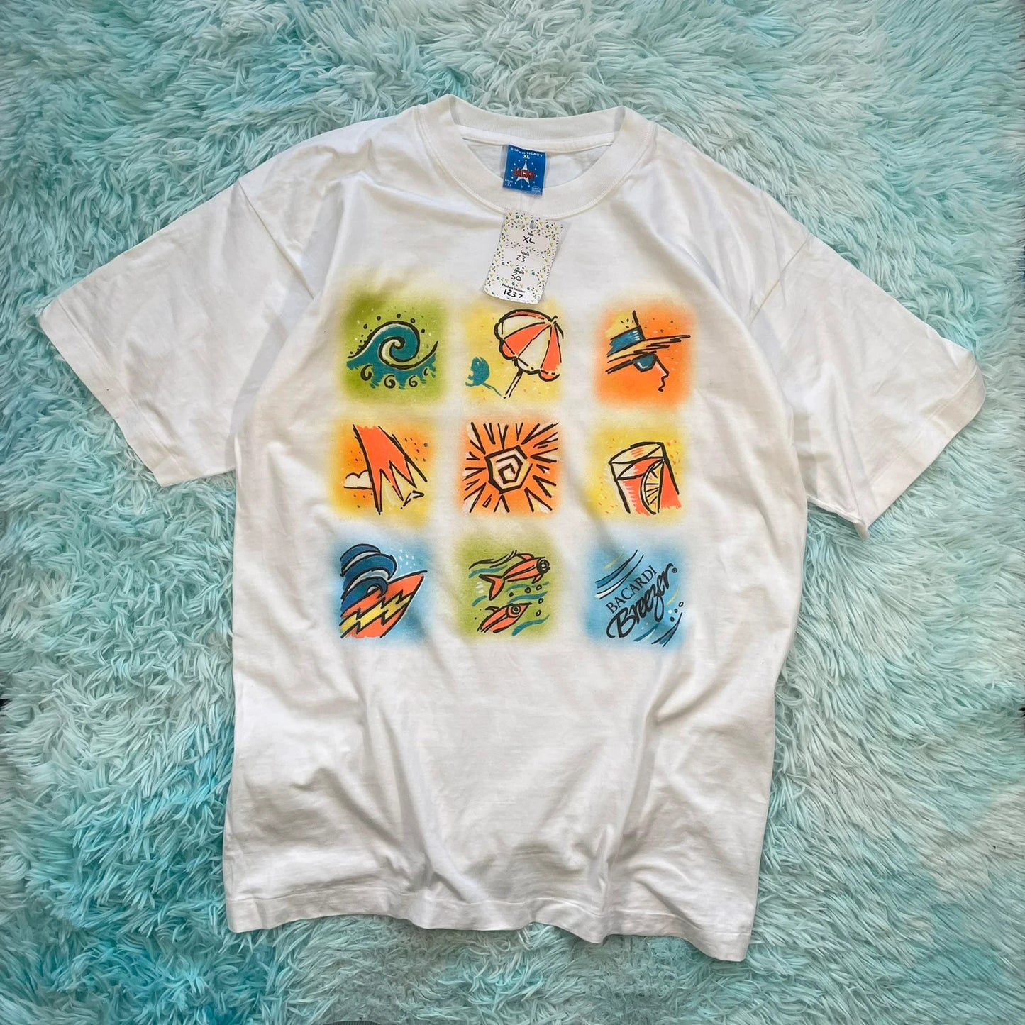 Vintage 90s White Bacardi Graphic T Shirt - XL