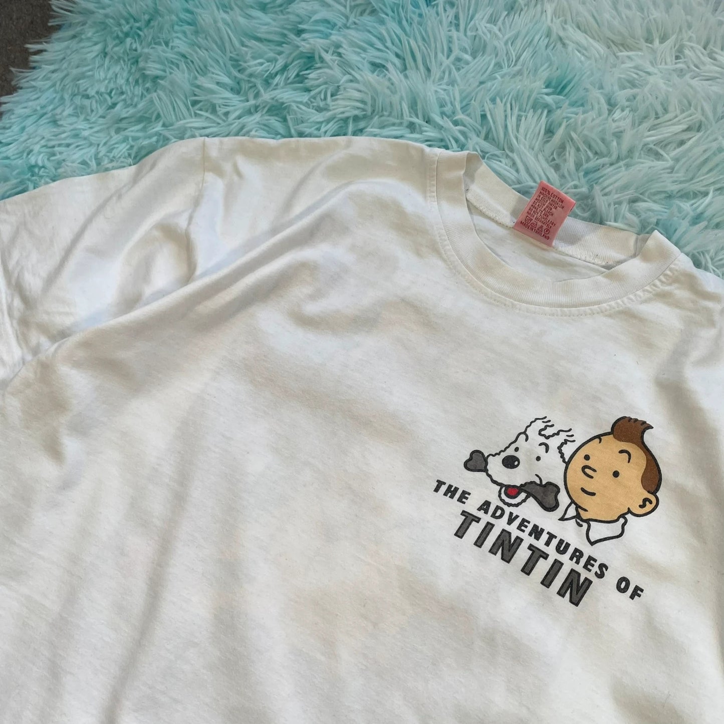 Vintage 90s White Tintin in the Congo Graphic T Shirt - XL