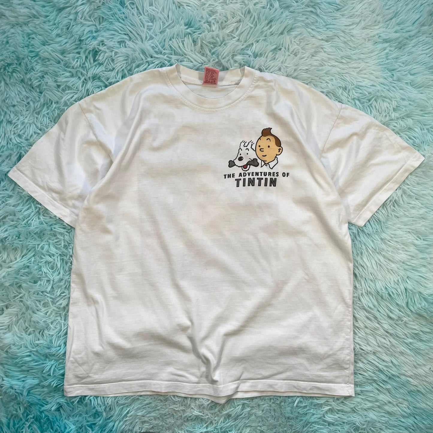 Vintage 90s White Tintin in the Congo Graphic T Shirt - XL