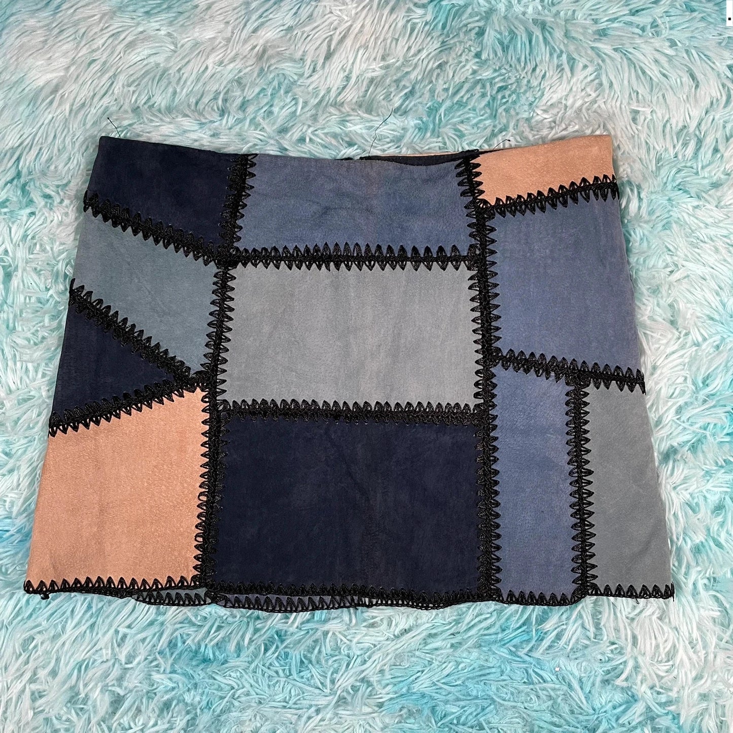 Patchwork Zara Skirt Suede Leather - Large