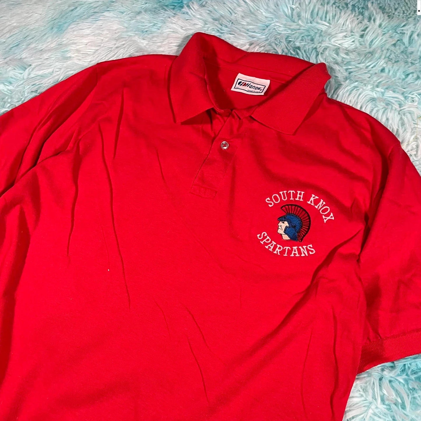 Vintage 90s Red South Knox Spartans Polo Shirt - XL