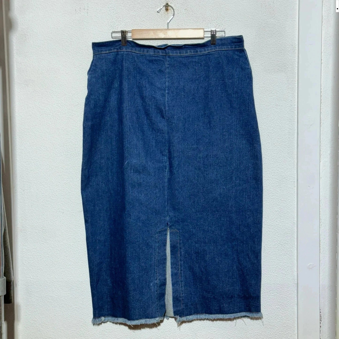 Vintage 90s Blue Long Denim Skirt - 38W