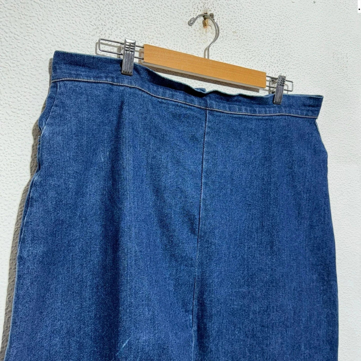 Vintage 90s Blue Long Denim Skirt - 38W