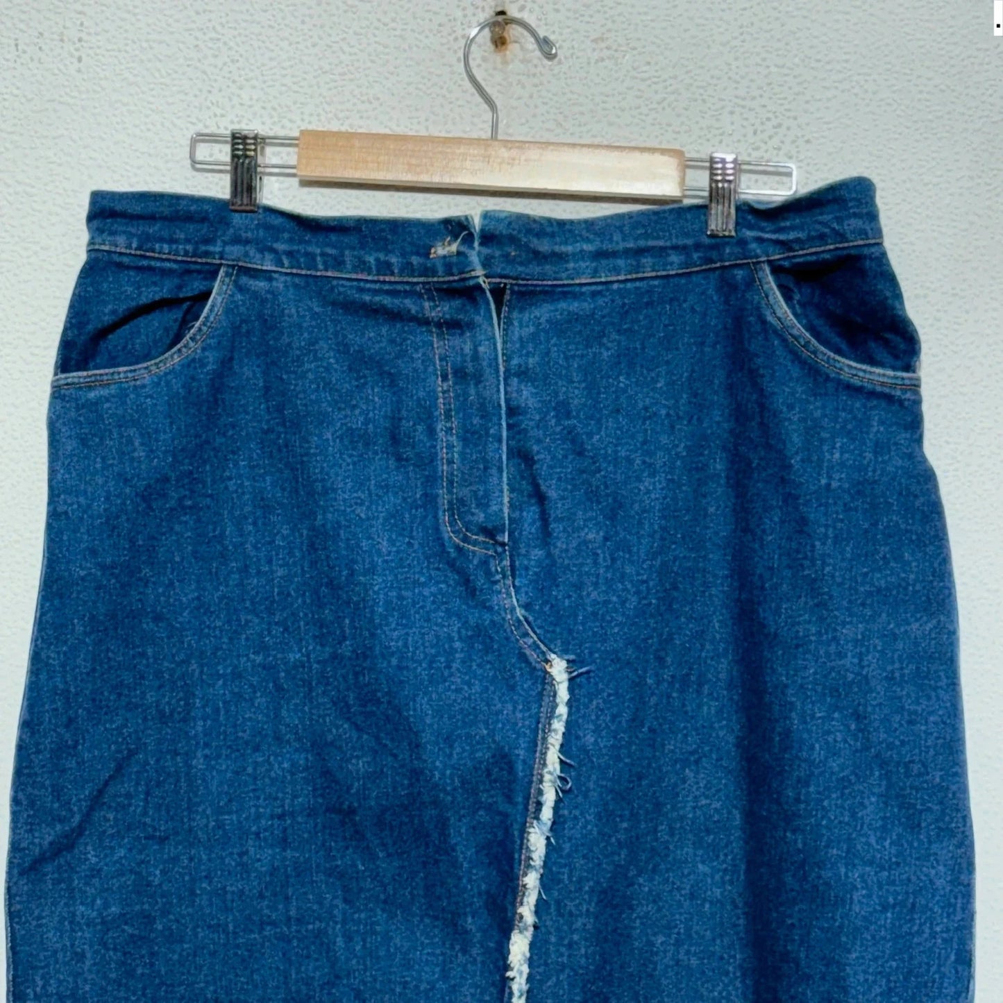 Vintage 90s Blue Long Denim Skirt - 38W