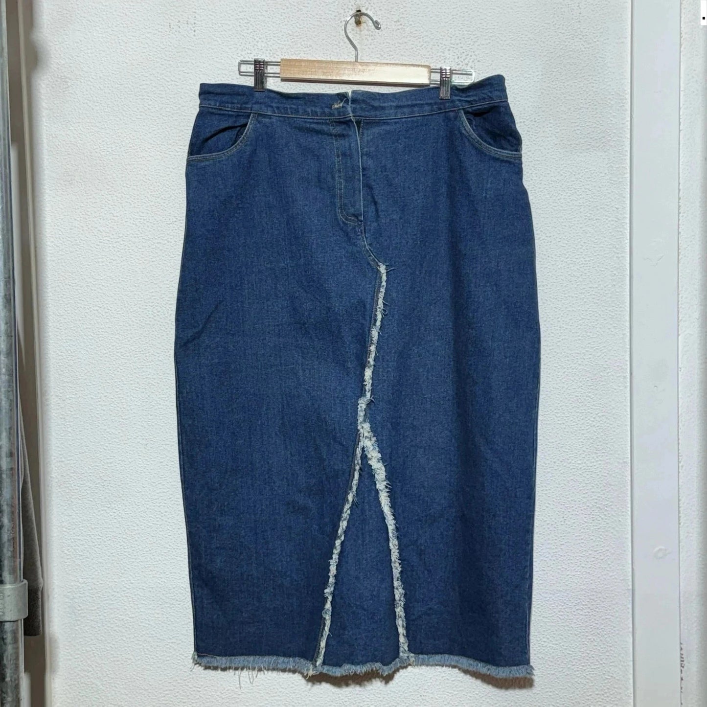 Vintage 90s Blue Long Denim Skirt - 38W