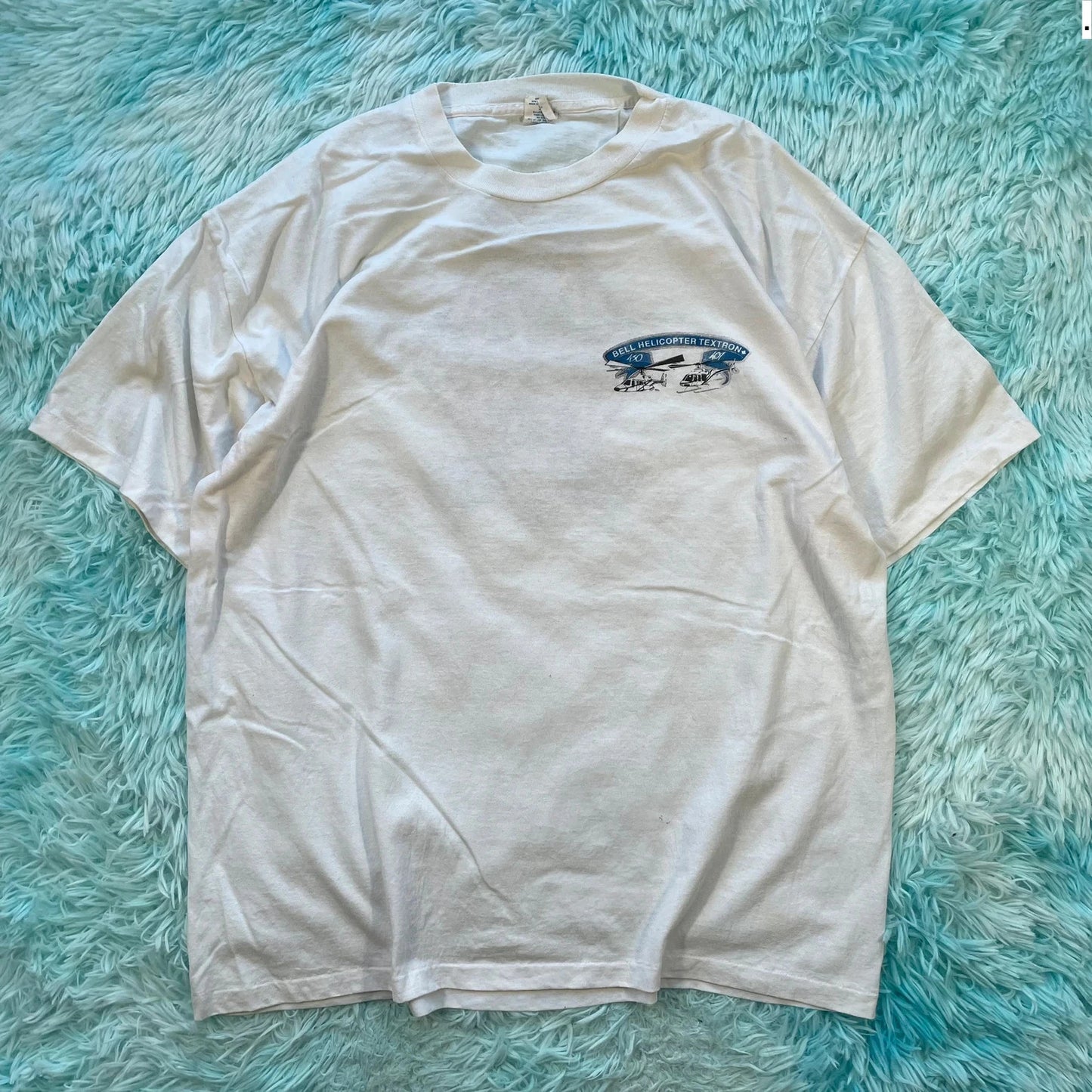 Vintage 90s White Helicopter Graphic T Shirt - XL