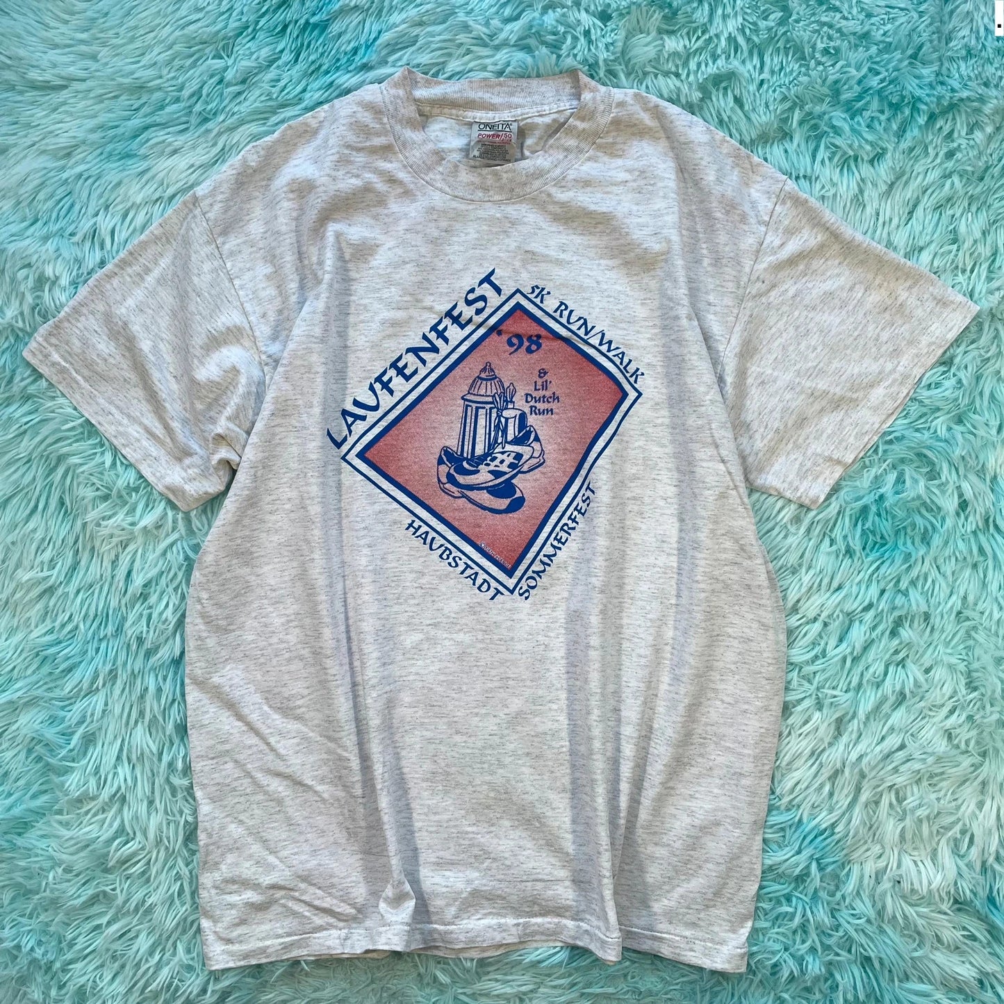 Vintage 90s Grey Lavfenfest Race Graphic T Shirt - XL