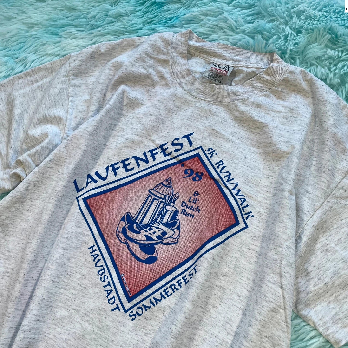 Vintage 90s Grey Lavfenfest Race Graphic T Shirt - XL