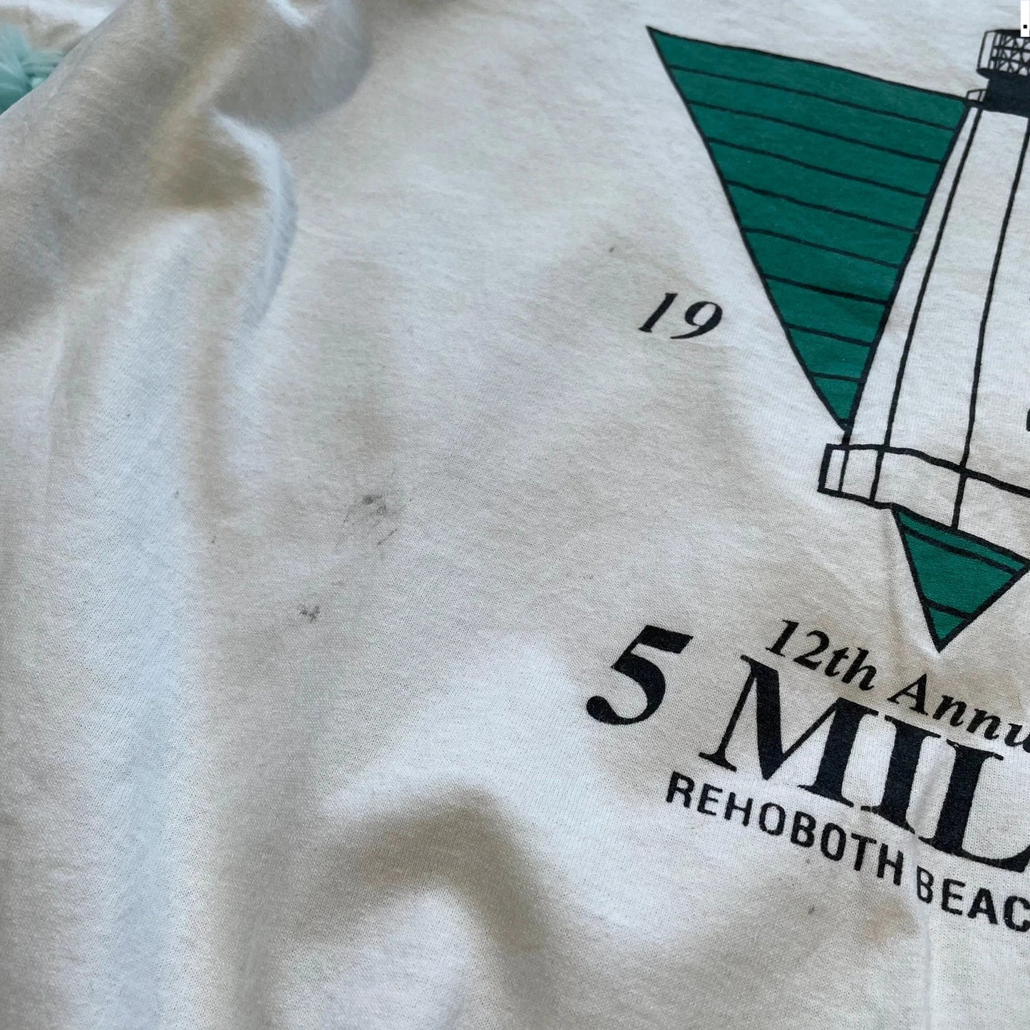 Vintage 90s White YMCA 5k Race Graphic T Shirt - Large