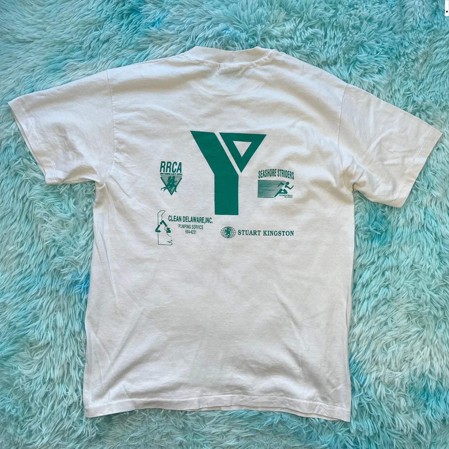 Vintage 90s White YMCA 5k Race Graphic T Shirt - Large