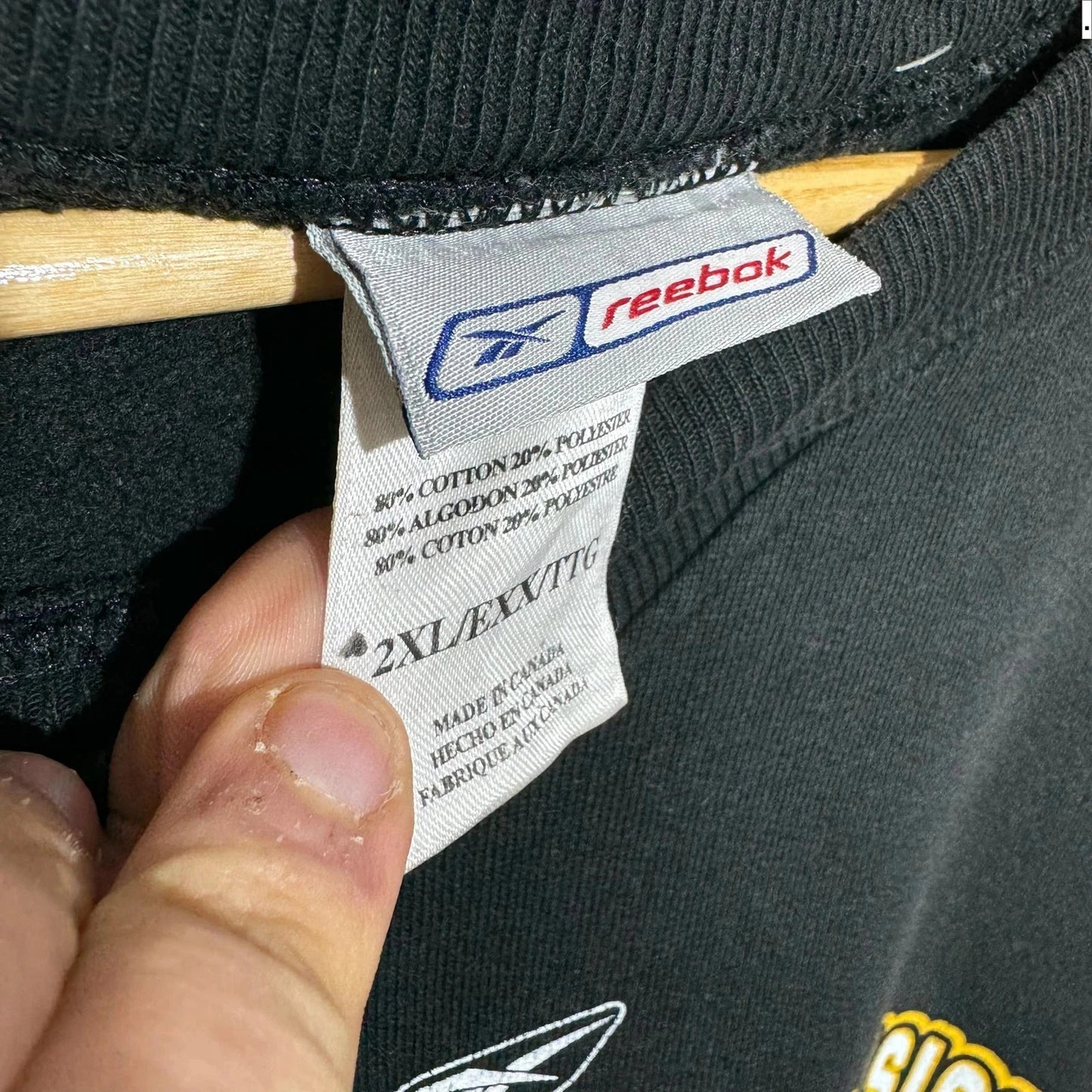 Vintage 90s Black Reebok Pittsburgh Steelers Sweatshirt Reebok - XXL