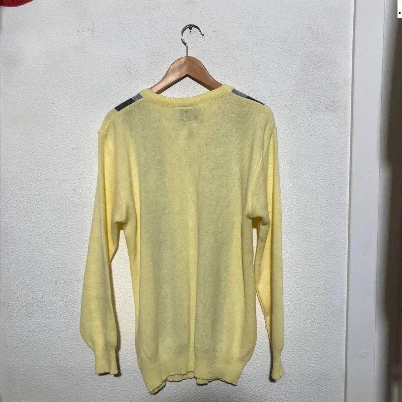 Vintage 80s Yellow Striped Grunge Patterned Knitted Jumper - Large