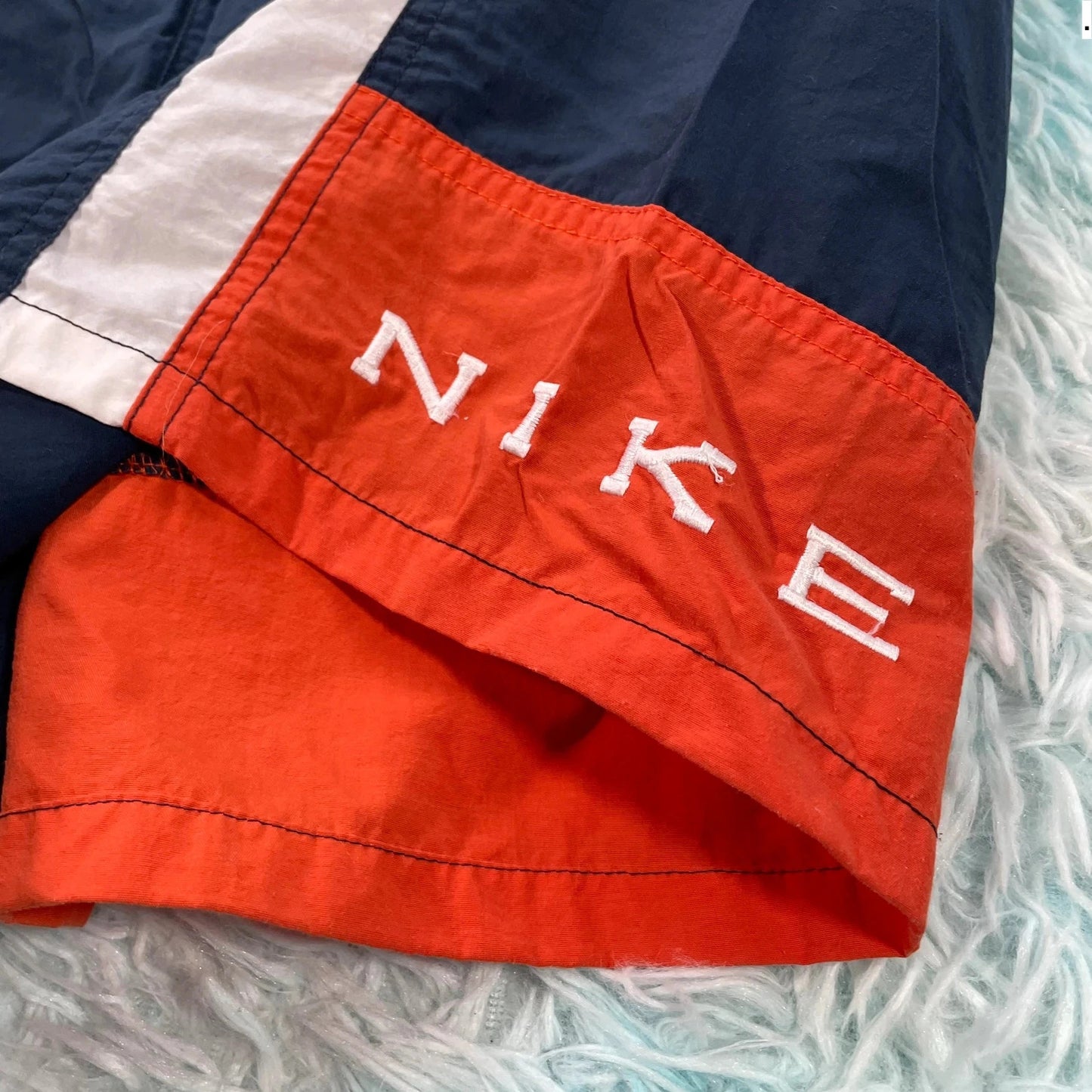 Vintage 90s Navy & Orange Nike Swim Shorts - XL