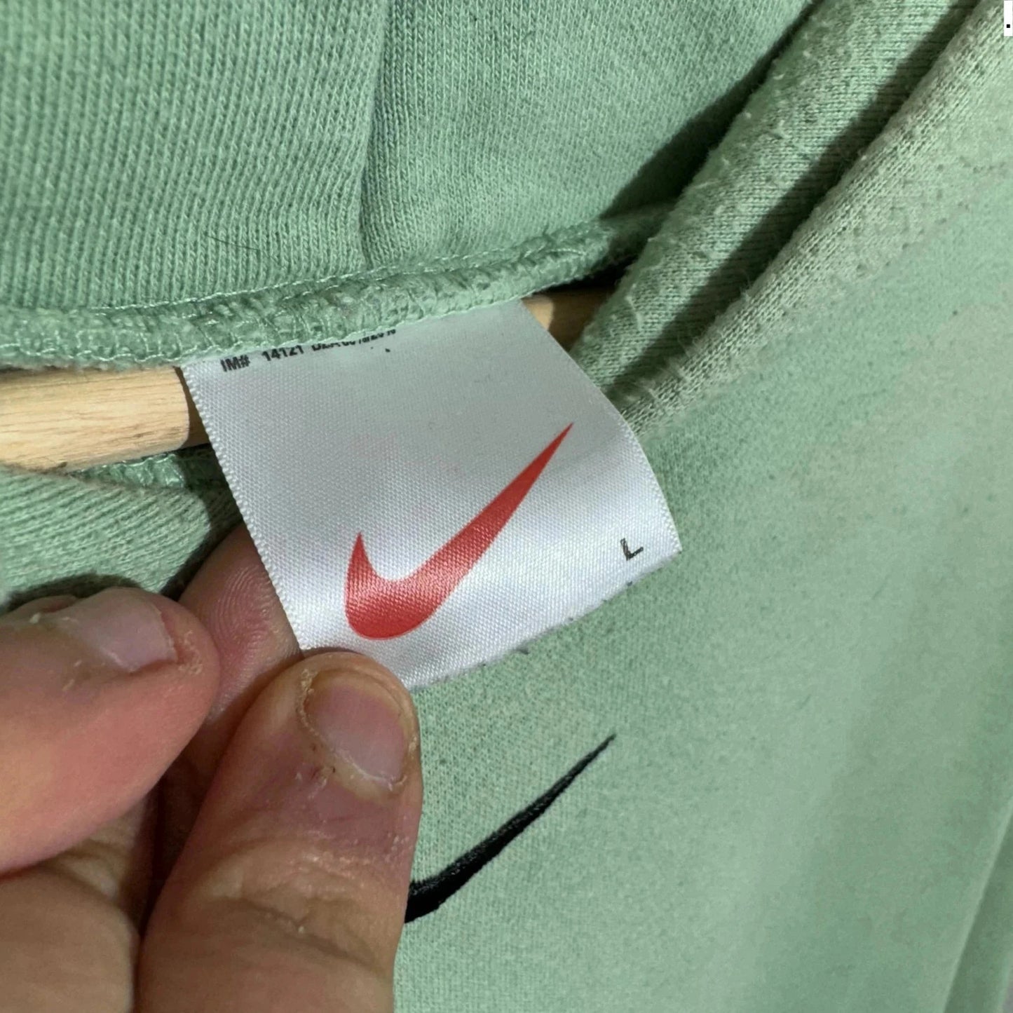 Vintage 90s Mint Green Nike Centre Swoosh Hoodie - Large