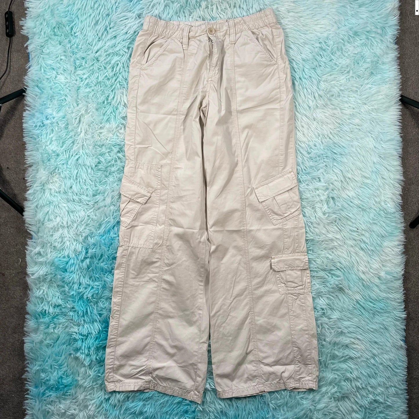 Cream BDG Urban Outfitters Flared Y2K cargo Trousers - Small