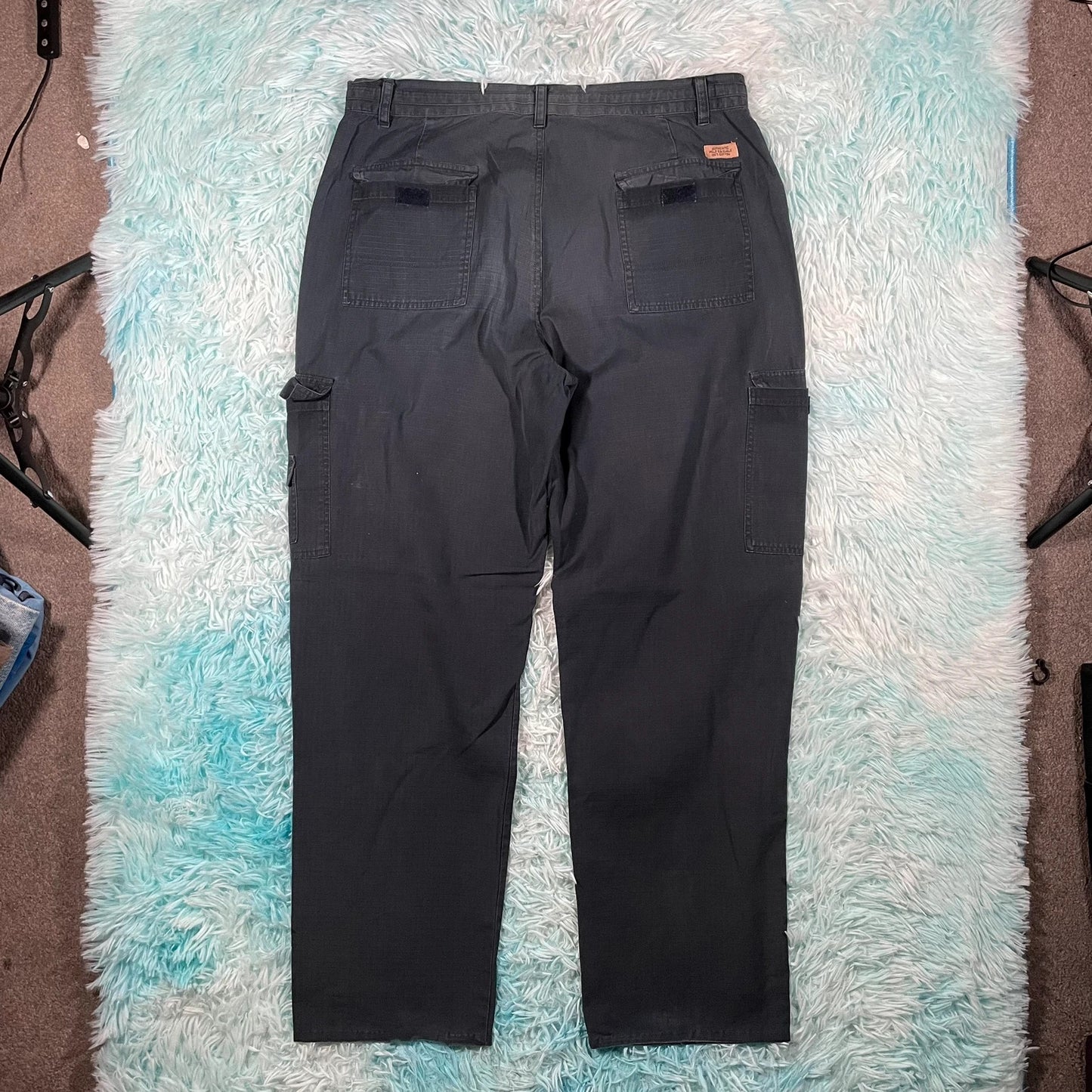 Vintage Black Ripstop Polo Club Cargo Trousers - 34W