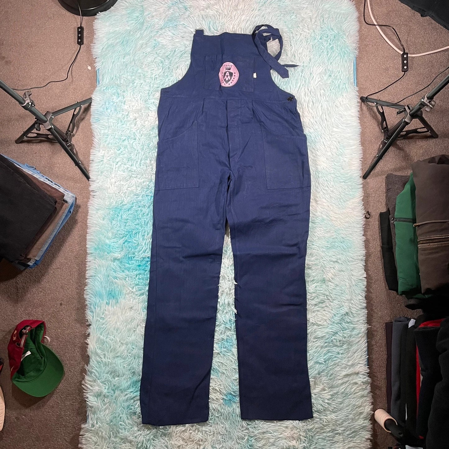 Vintage 70s Navy Workwear Overalls - XL