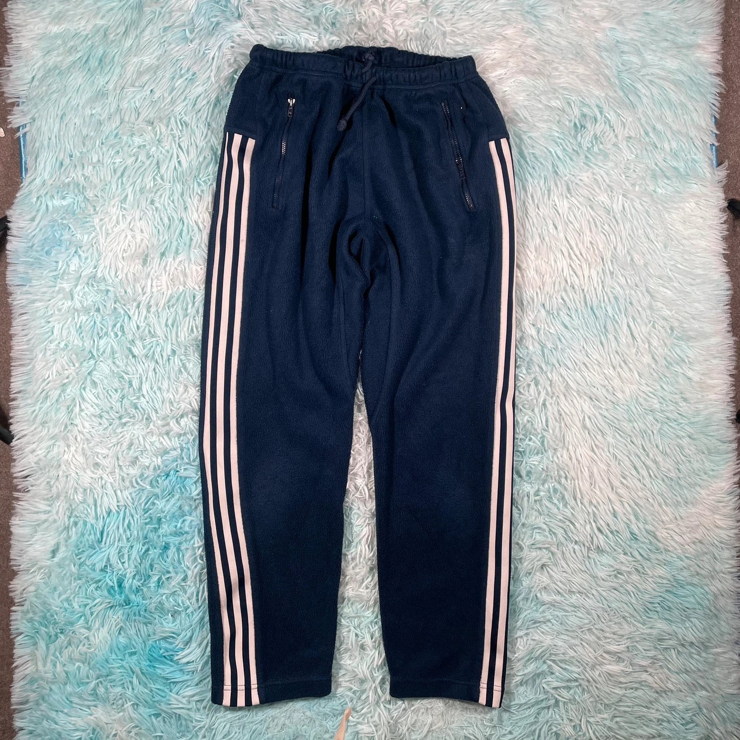 Navy Adidas Fleece Joggers - Small