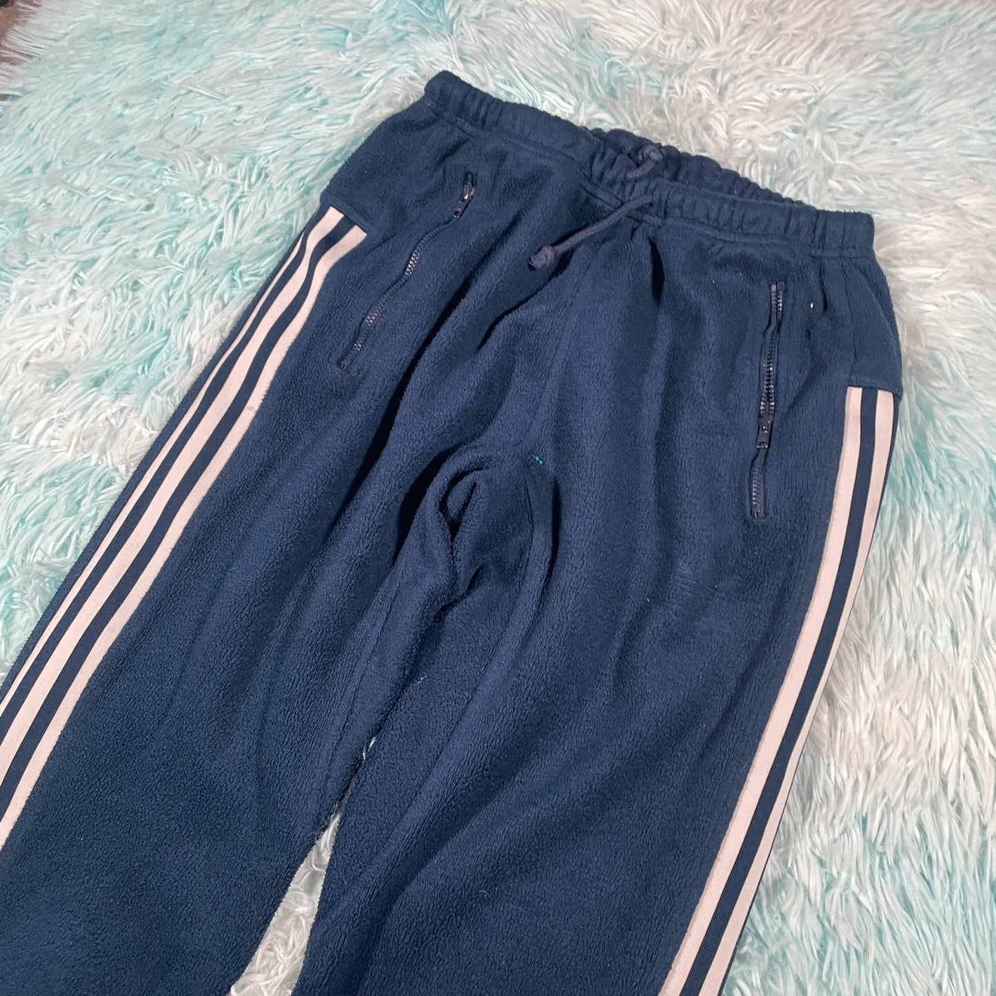Navy Adidas Fleece Joggers - Small
