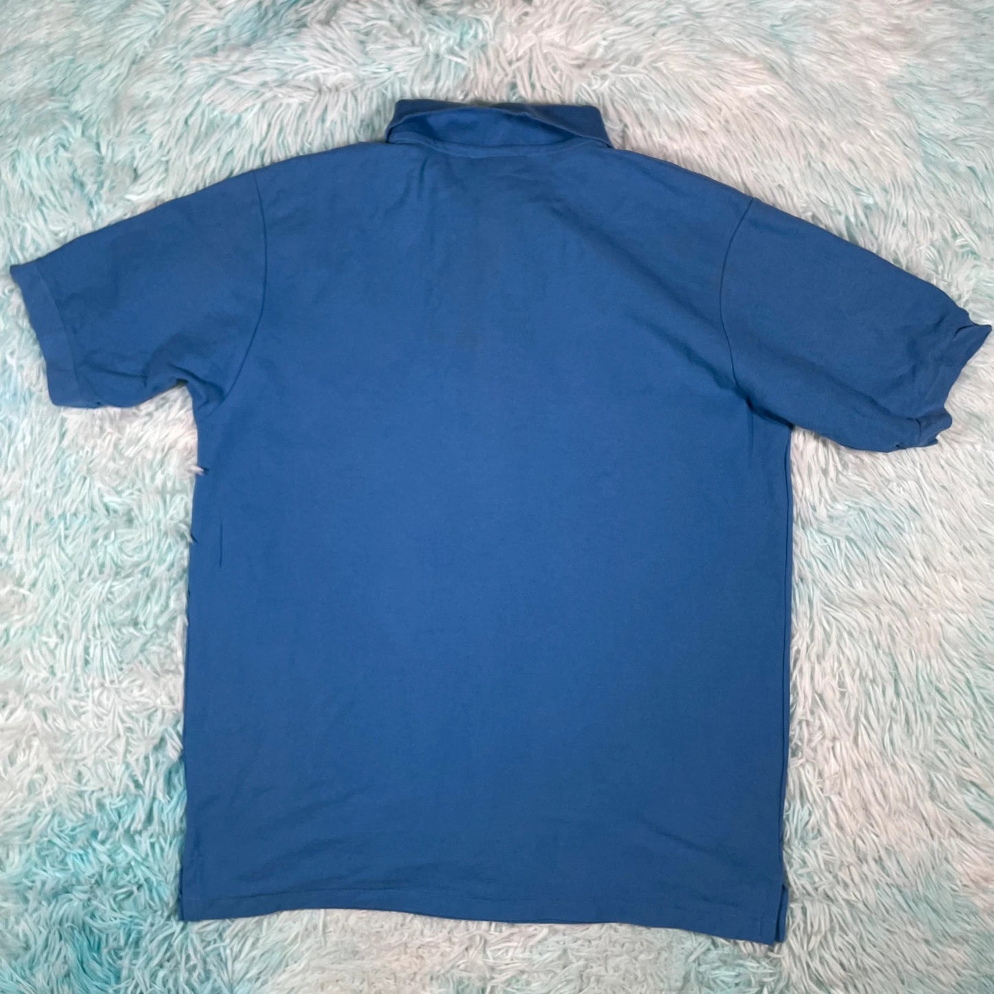 Vintage 90s Blue Plain Polo Shirt - Medium