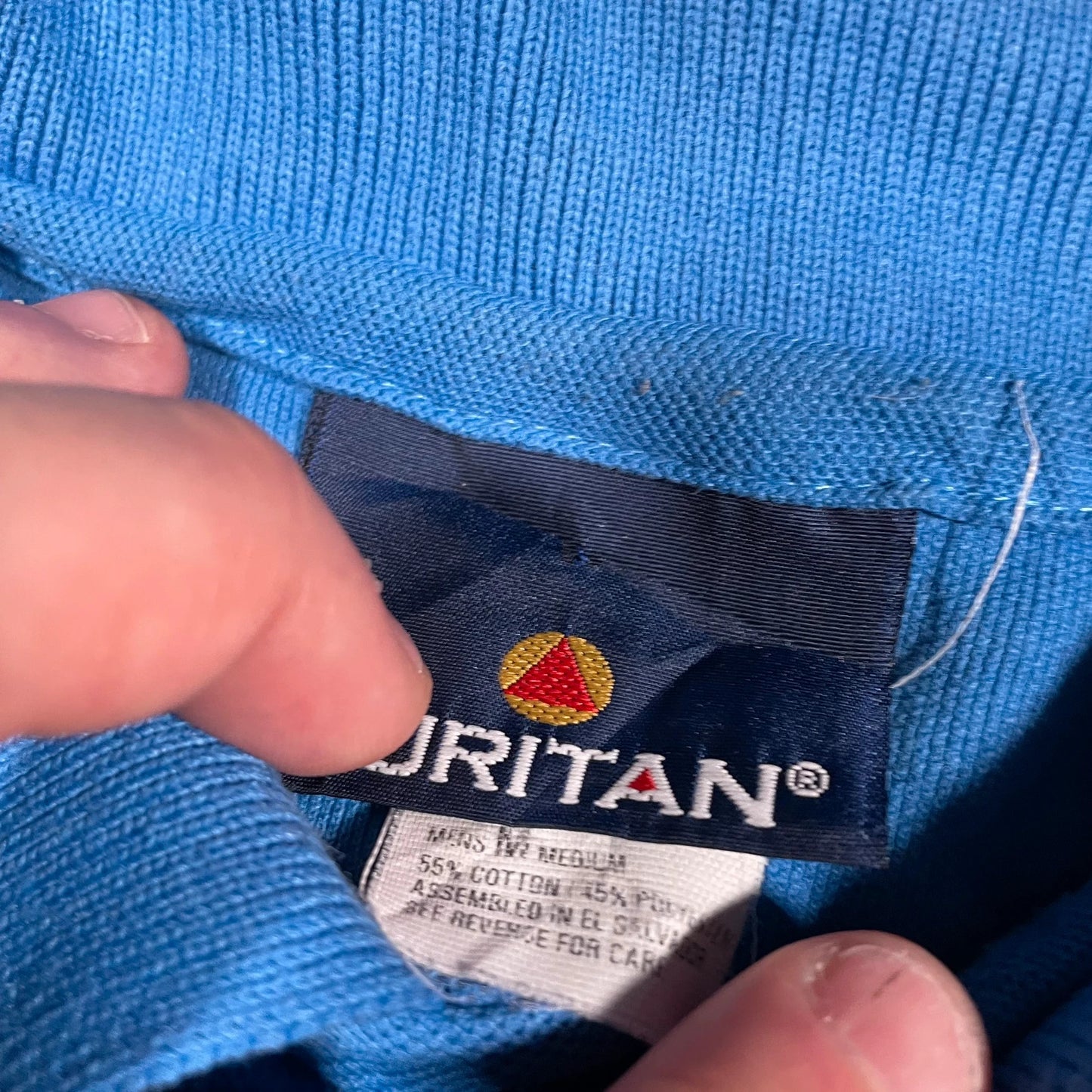 Vintage 90s Blue Plain Polo Shirt - Medium