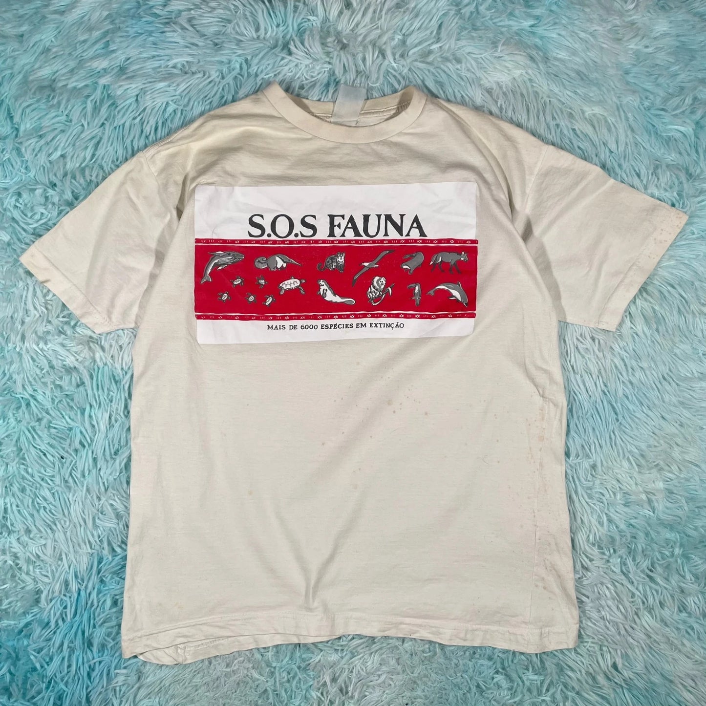 Vintage Cream Animal Print T Shirt - Small