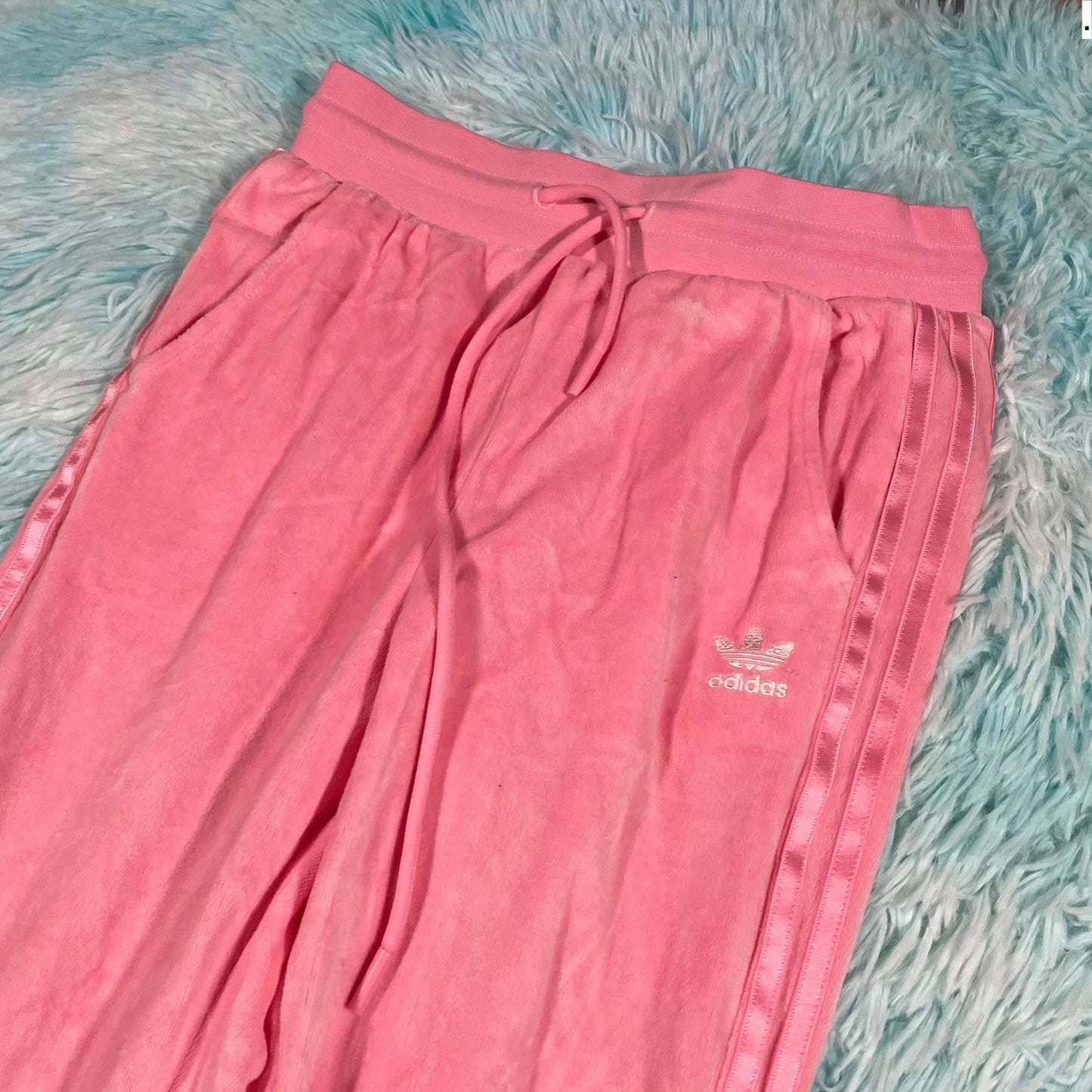 Pink Adidas Velour Joggers - XS