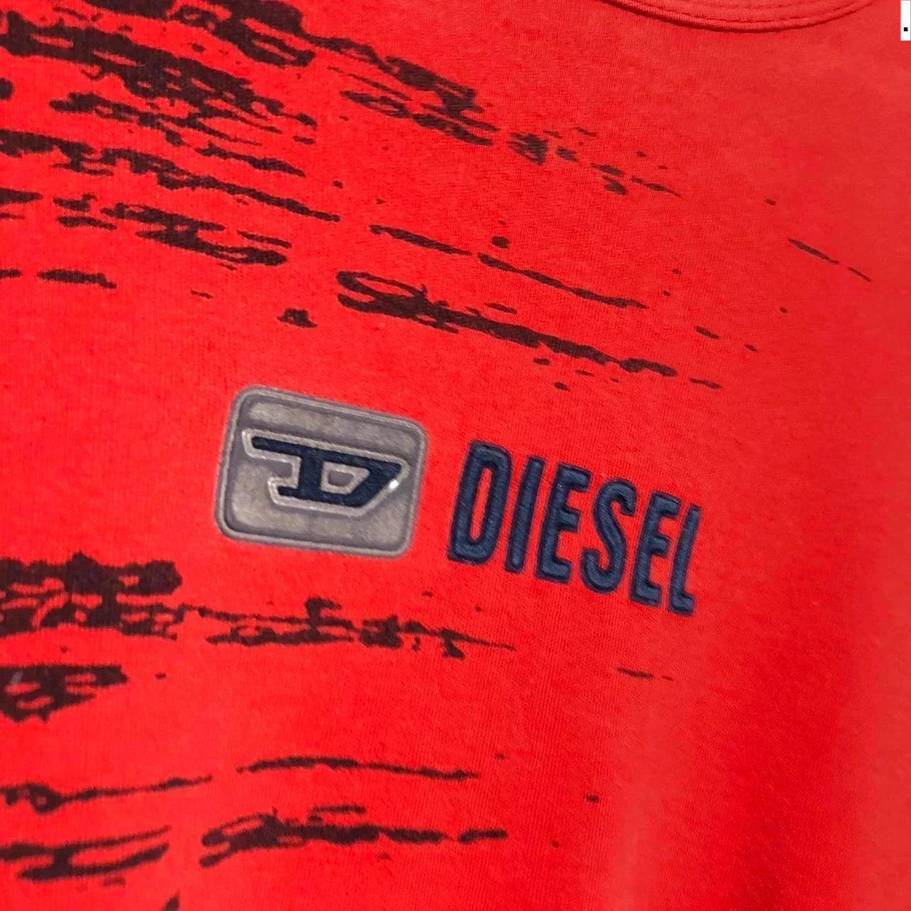 Vintage 90s Red Patterned Diesel T Shirt - Large